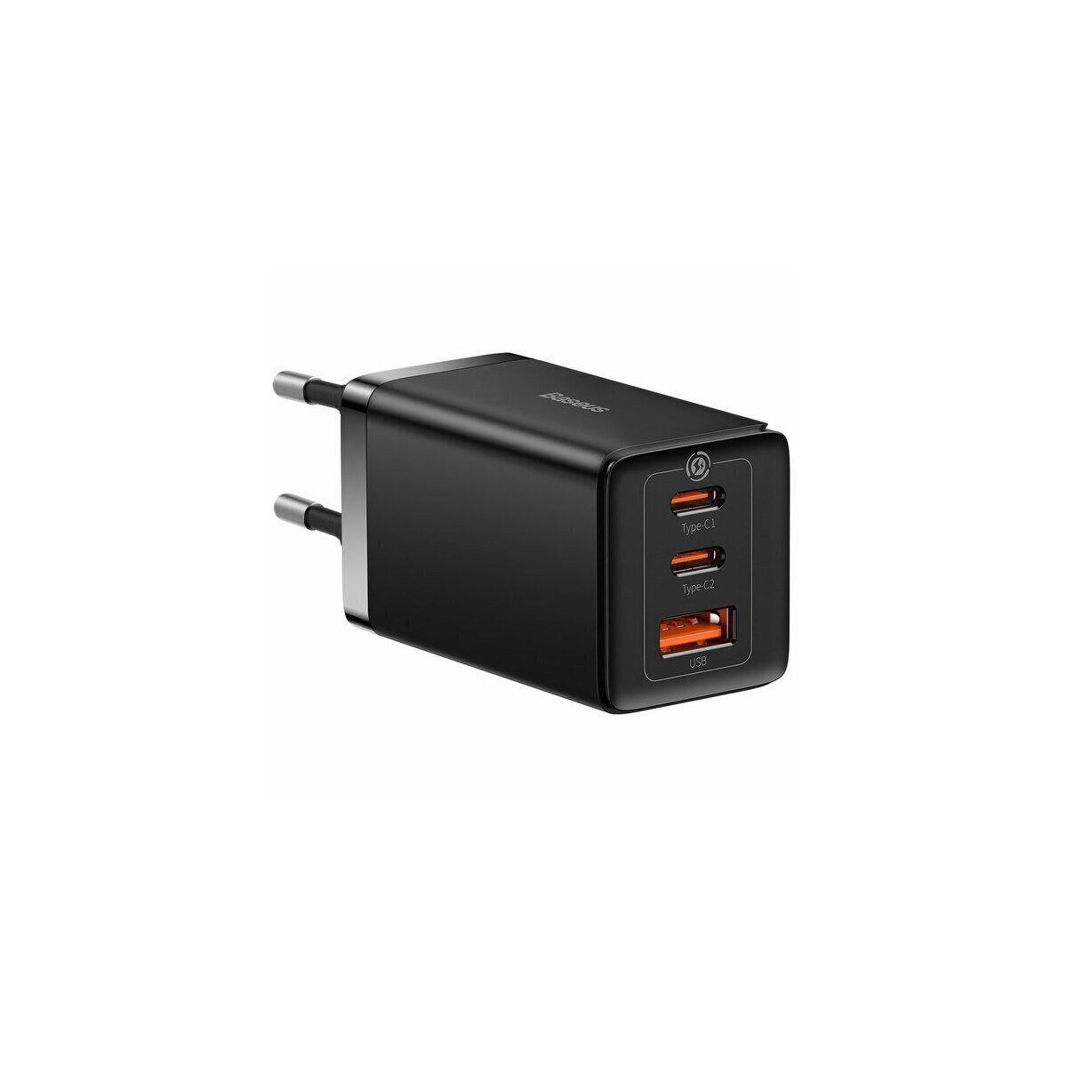 Baseus Schnell Wandladegerät 2xUSB-C + USB, 65W (schwarz) Smartphone-Kabel