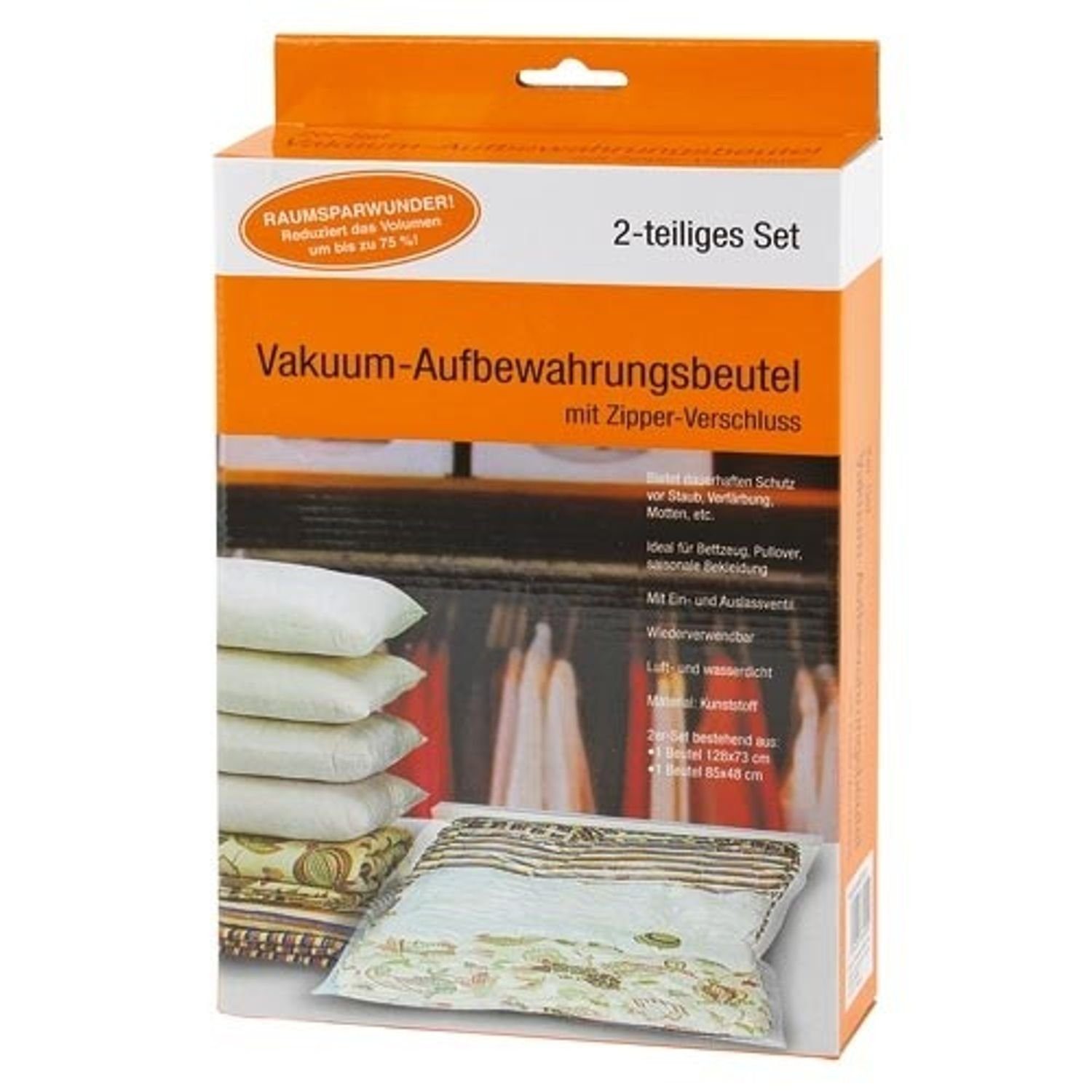 BURI Folienbeutel Vakuum Aufbewahrungsbeutel 2er mit Zipper-Verschluss Staubschutz Motte