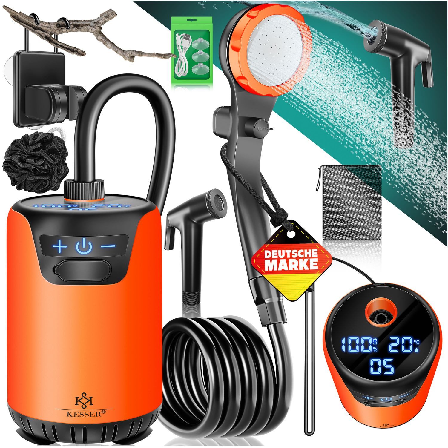 KESSER Gartendusche Campingdusche mit Pumpe & wiederaufladbarem Akku 4000mA günstig online kaufen