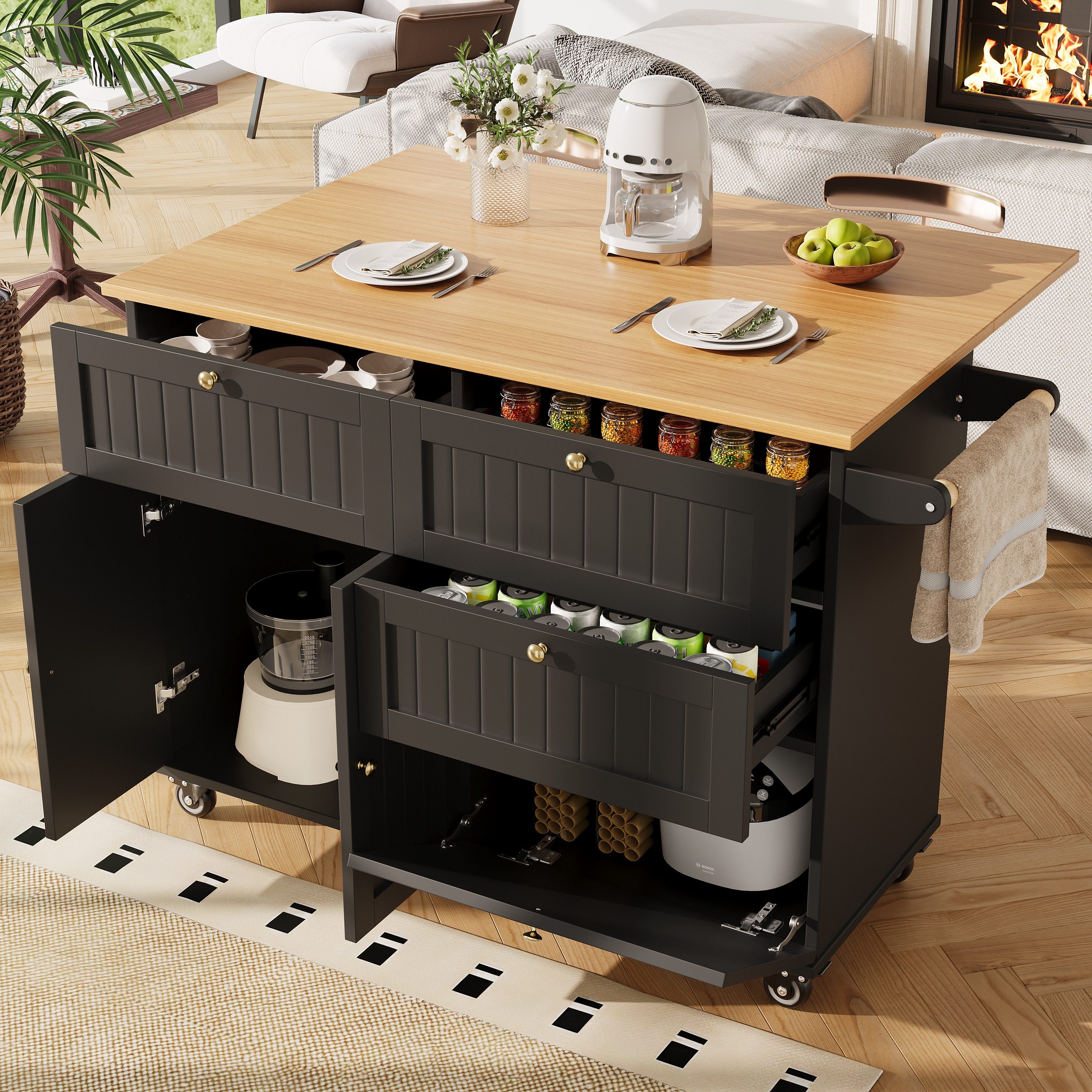 i@home Küchenwagen Kücheninsel, Küchenschrank, weiß, (1 günstig online kaufen