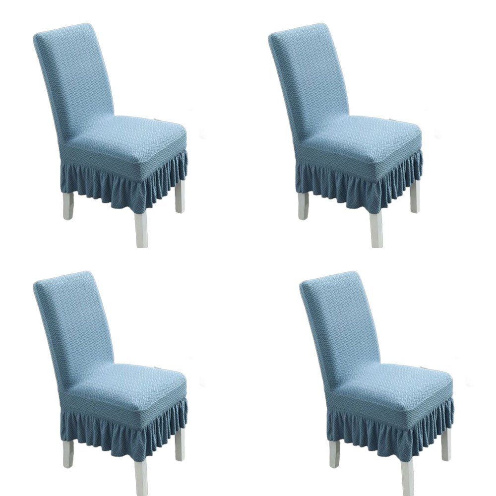 Stuhlhusse Stuhlhusse Stretch stuhlbezug Eine Grösse passt allen 4er Blau, FELIXLEO