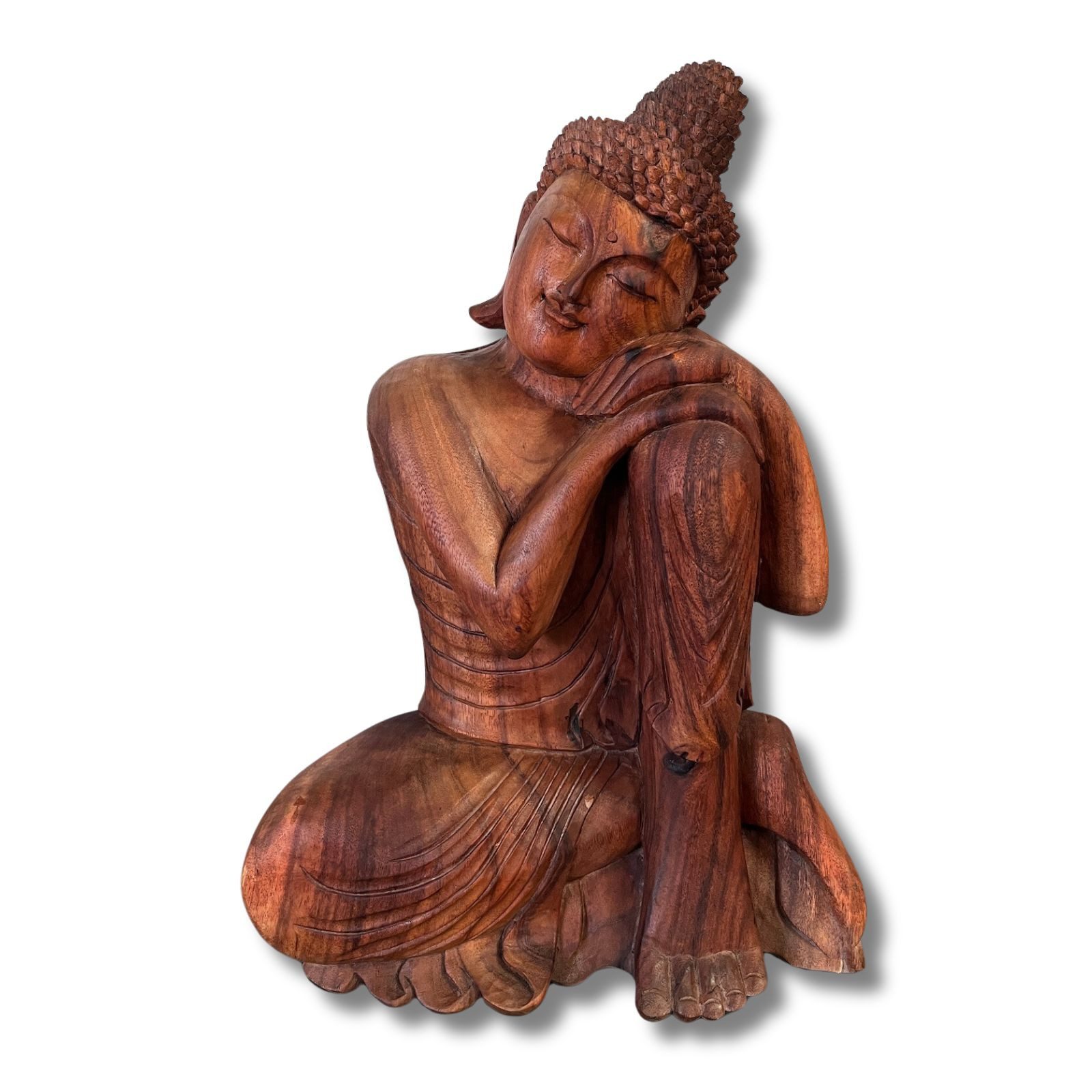 Asien LifeStyle Buddhafigur Buddha Figur Holz Statue Relax - 61cm groß