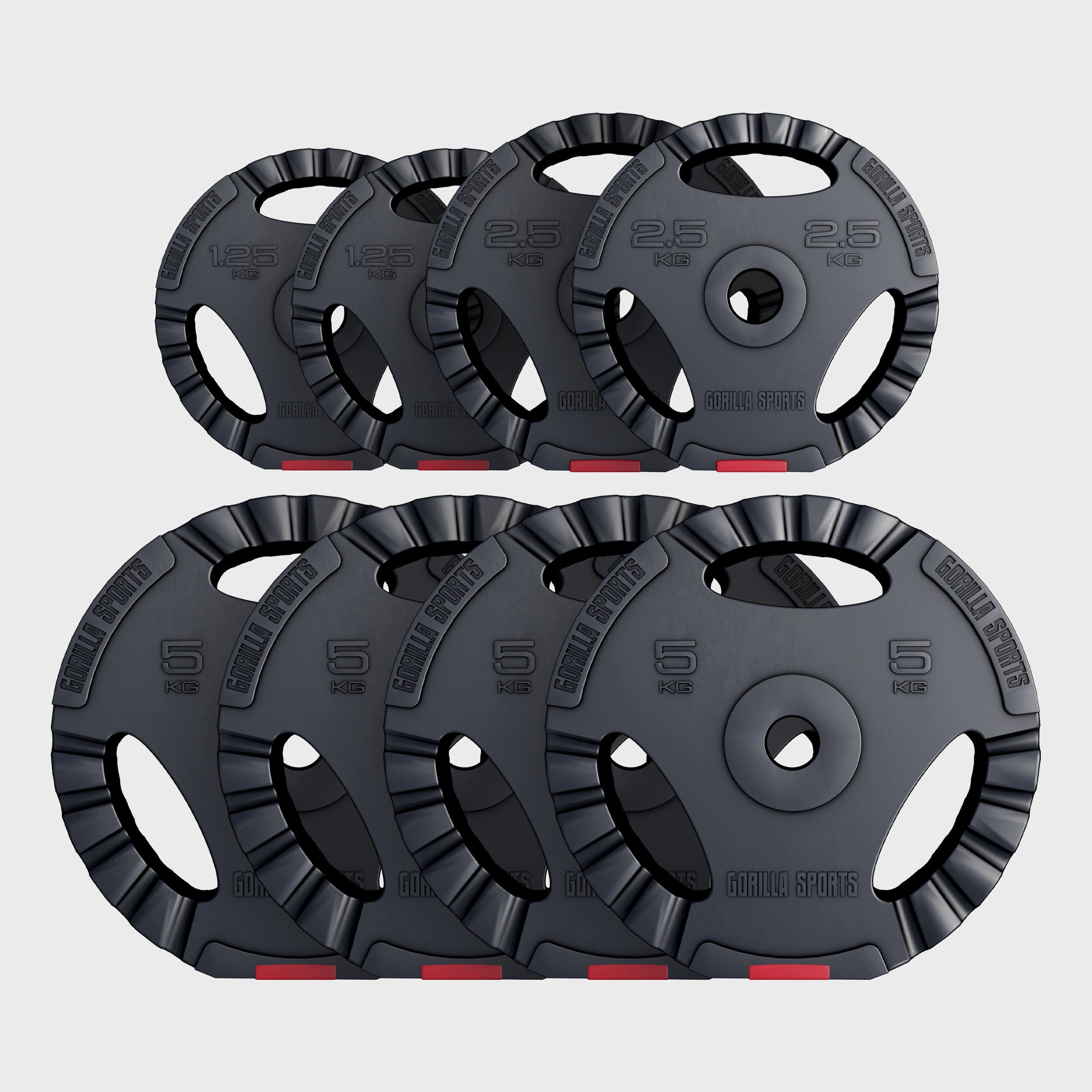 GORILLA SPORTS Hantelscheibe Hantelscheibe 30/31 mm Kunststoff Gripper 1,25-15 KG, 27.5 kg