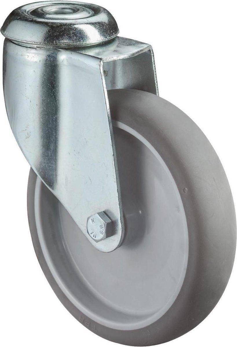 BS ROLLEN Lenkrolle Schwenkrolle 125mm Gummi grau, (1-St), 125 mm Durchmesser, 100 kg Belastbarkeit, zentrales Befestigungsloch
