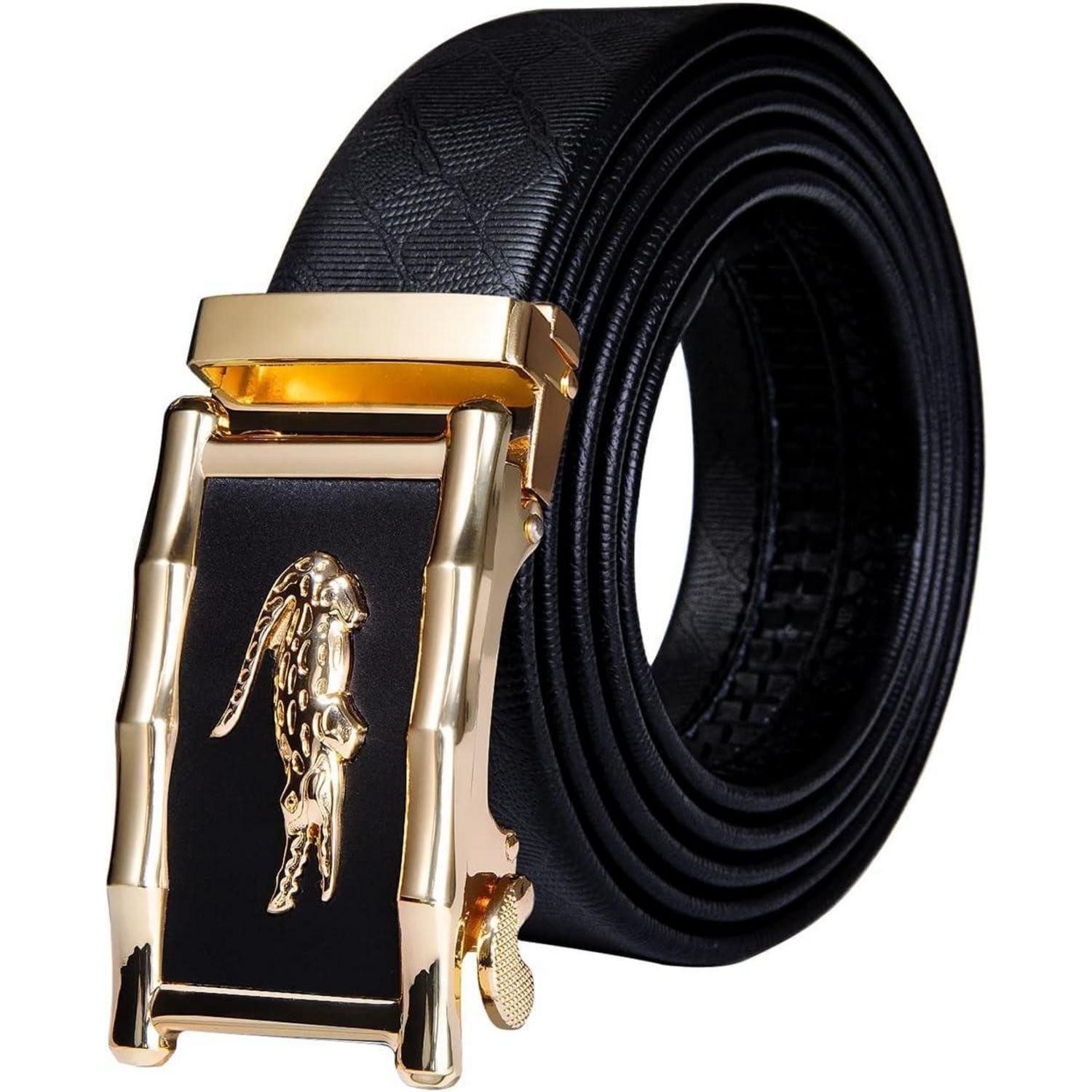LuxusKollektion Ledergürtel Gürtel Herren Ratschen Goldenes Krokodil 130 cm -52 Zoll, einstellbar