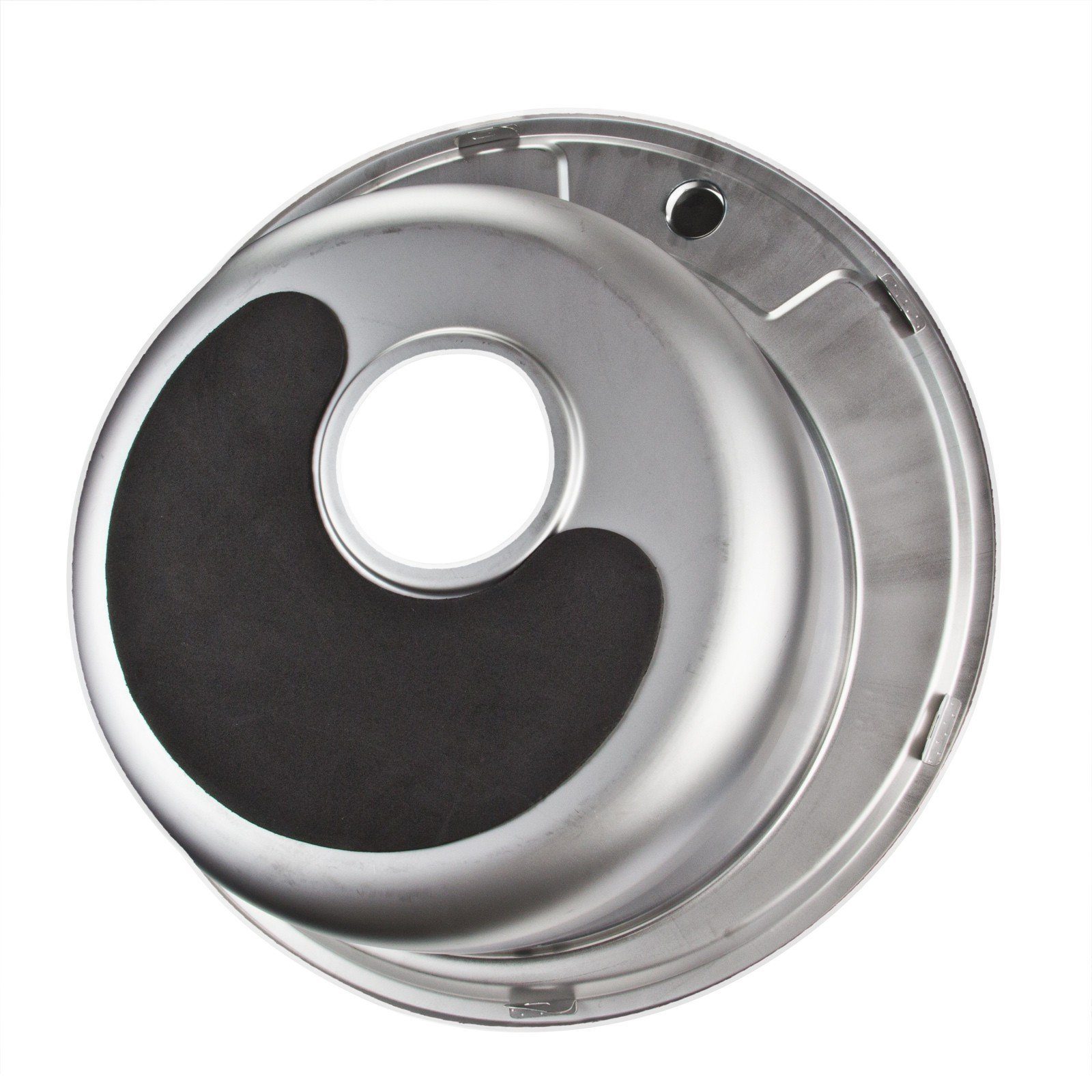 Stabilo Sanitär Edelstahlspüle Einbauspülbecken Chrom rund aus Edelstahl mit Ablauf-Stopp und Siphon, 49/49 cm, (Komplett-Set, komplettem Siphon inkl. Befestigu – Bild 4 von 5