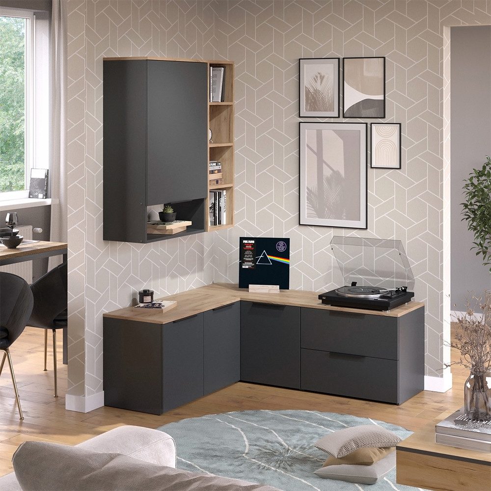Vicco Wohnwand Wido, Anthrazit/Sonoma, 5 Teile, (5-St)