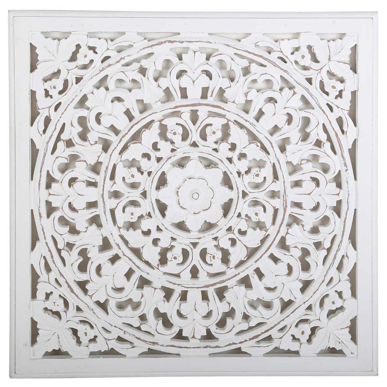 Casa Moro Wanddekoobjekt Holz Mandala Nasha 55x55 cm Shabby Chic Wandbild Boho Wanddeko, Ramadan Wandbild Holz Bild Deko groß MD1090