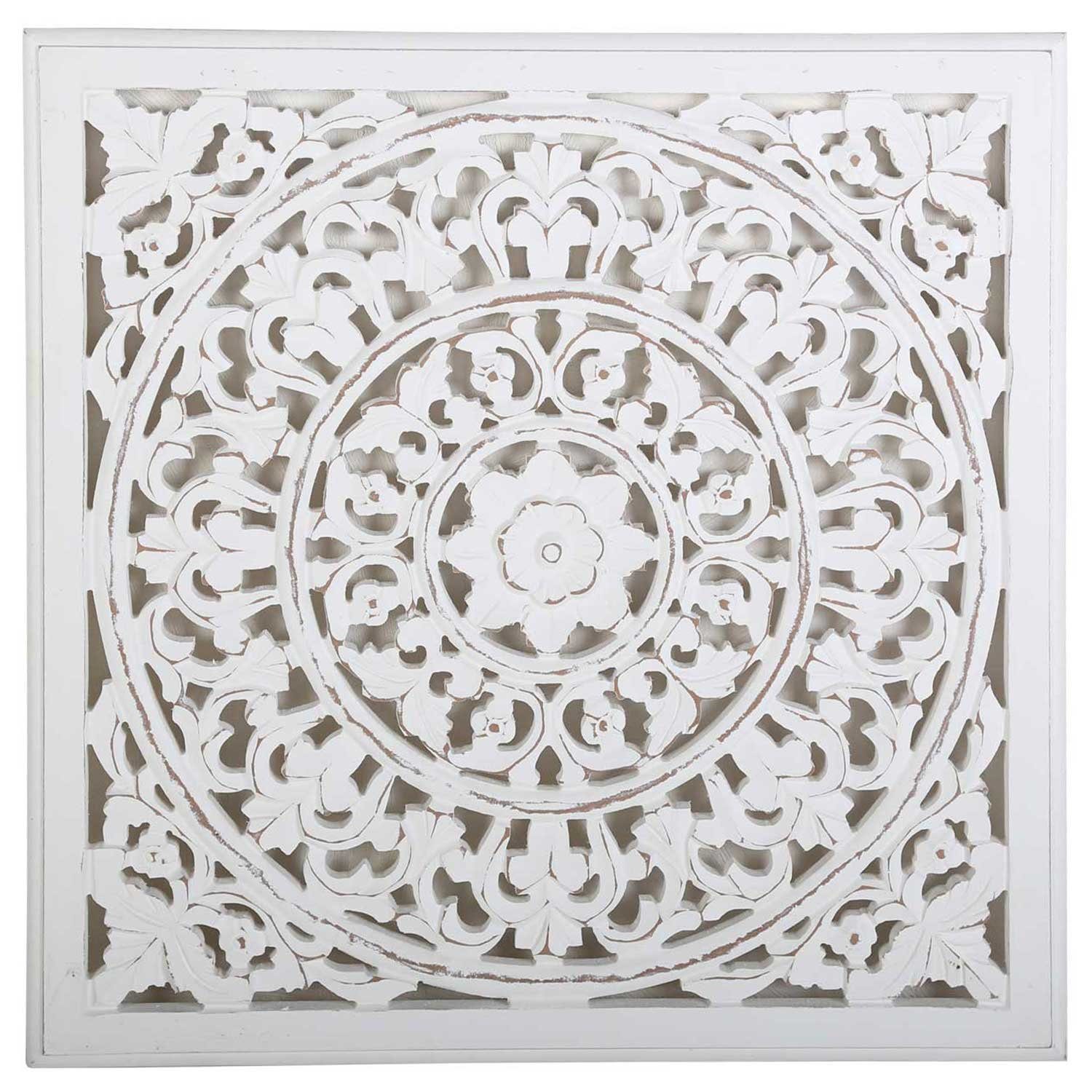 Casa Moro Wanddekoobjekt Holz Mandala Nasha 55x55 cm Shabby Chic Wandbild Boho Wanddeko, Weihnachten Wandbild Holz groß MD1090