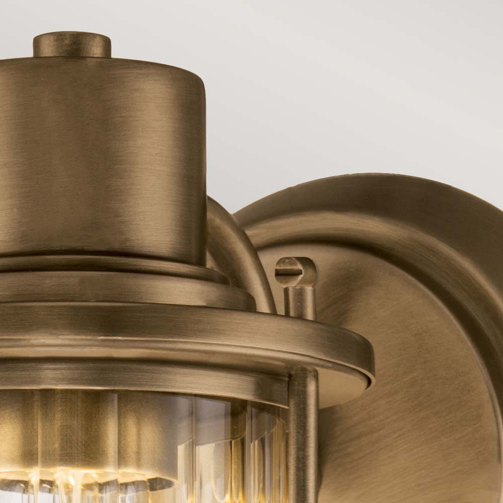 Elstead LIGHTING Wandleuchte, Leuchtmittel nicht inklusive, Wandlaterne Badezimmerleuchte Wandlampe IP44 Stahl alt-messing Glas