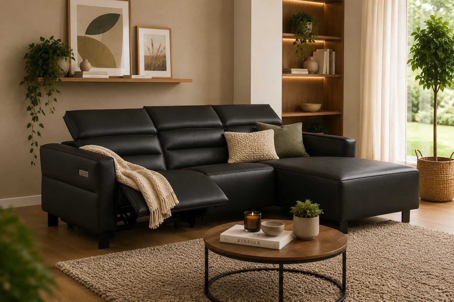 OTTO home Sofa CARPARI Naturleder,L-Form,224 cm, man./elektr. Relaxfunktion, (USB A/C), sowie Kopfteilverstellung