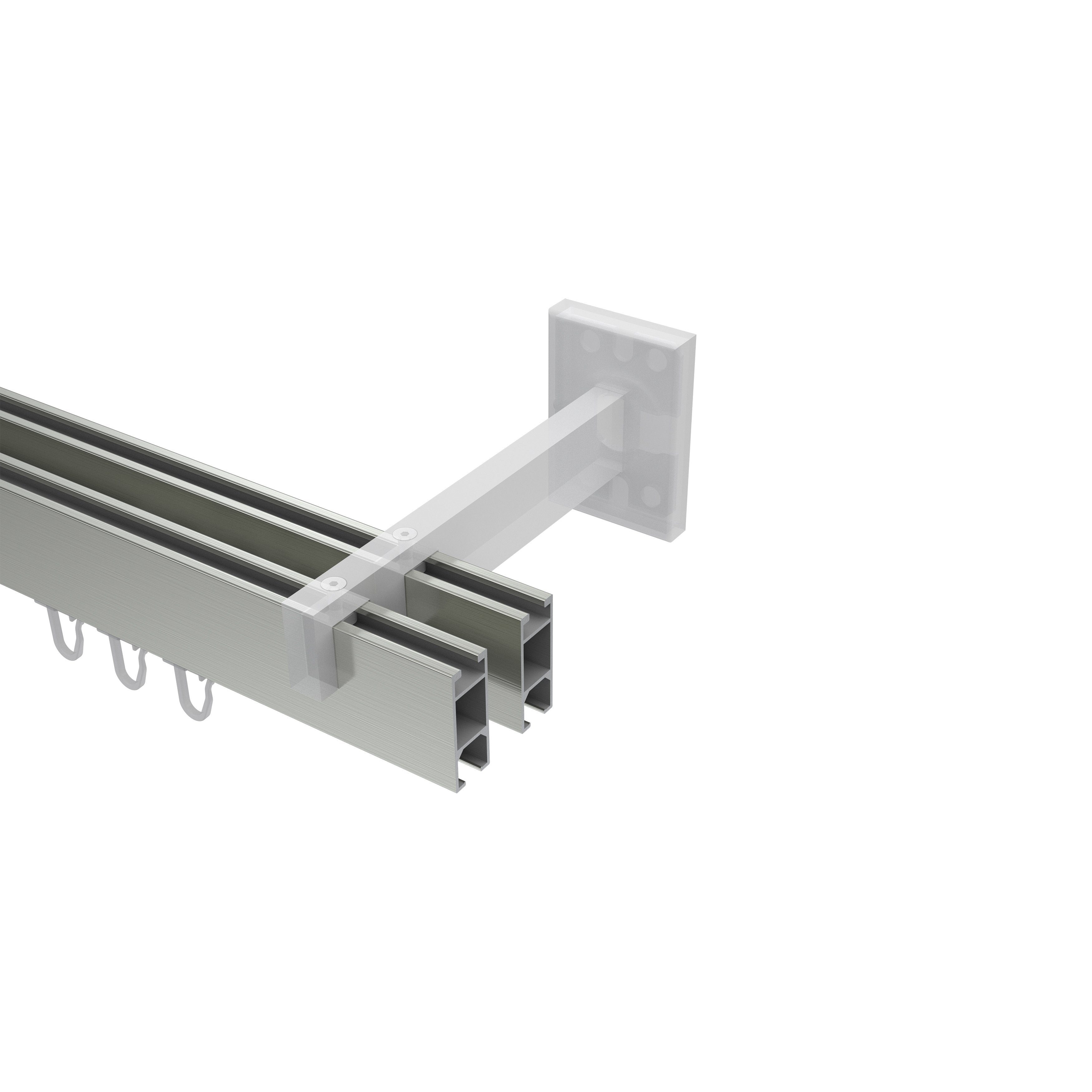 INTERDECO Gardinenstange Smartline Paxo, 2-läufig, 14x35 mm, eckig, Wandmontage, Edelstahl-Optik