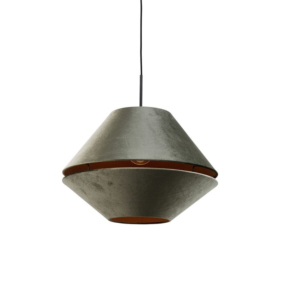 Qazqa Pendelleuchte Combi 1 shade, ohne Leuchtmittel, Warmweiß, QAZQA Hängeleuchte, e27, Grün, Velours, classic-antique
