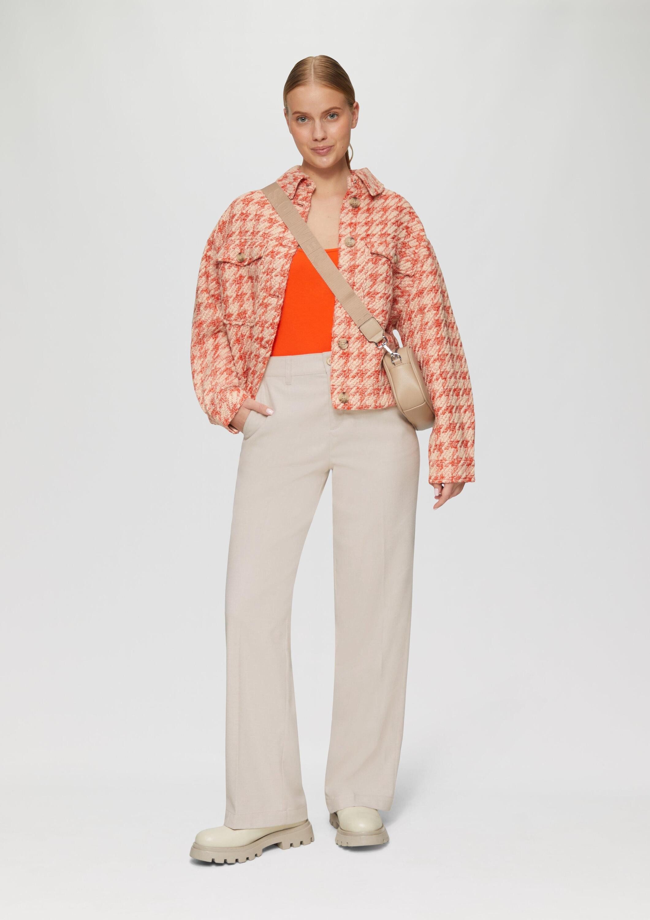 s.Oliver Chinos Hose Stoffhose mit Wide Leg und Bügelfalten