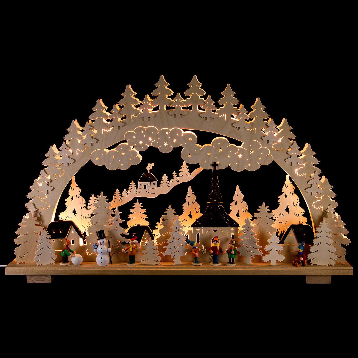 Erzgebirge-Palast Schwibbogen Schwibbogen Winter in Seiffen (70x45cm) von Schwibbola