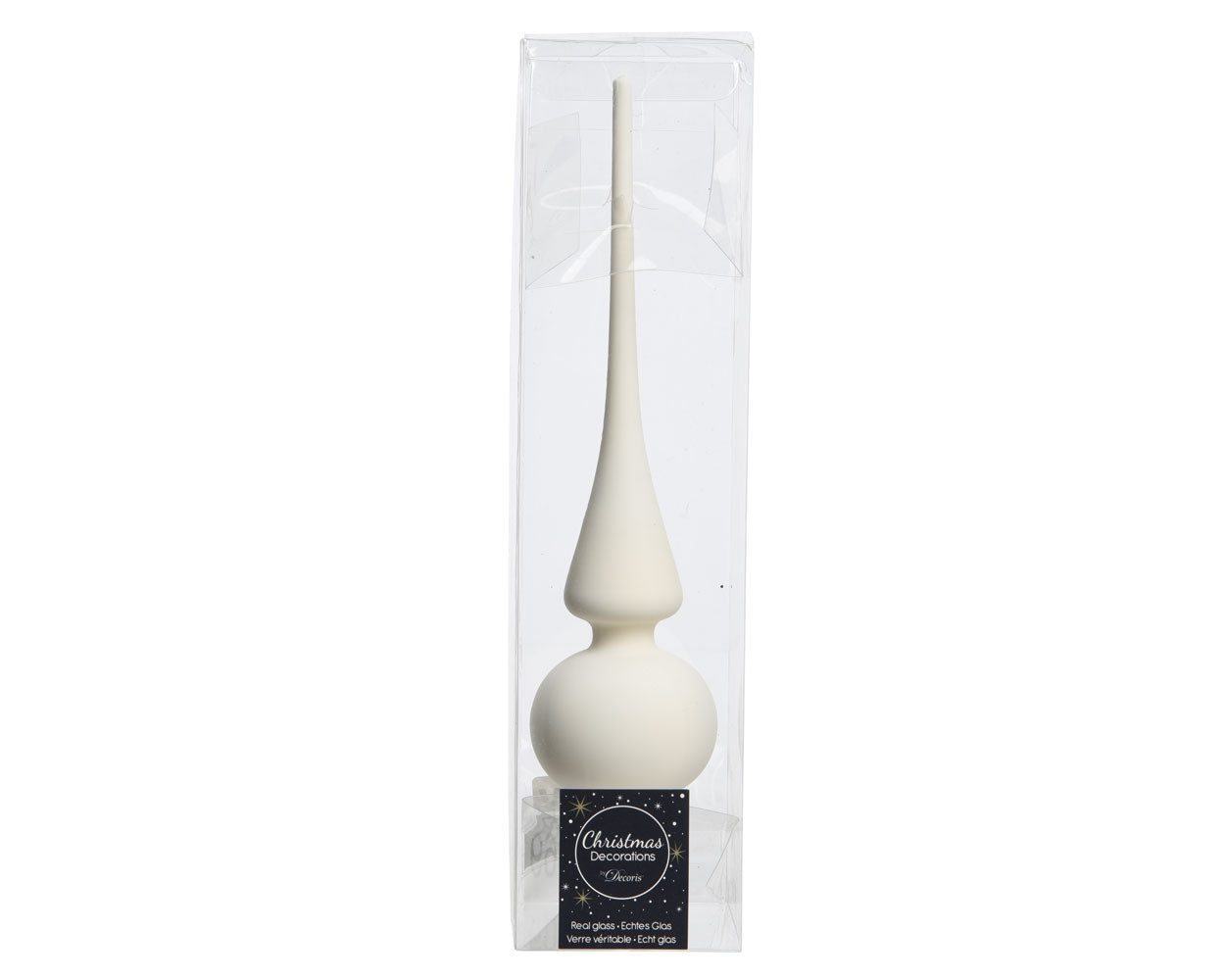 Kaemingk Christbaumspitze, Christbaumspitze Glas 26cm wollweiß matt