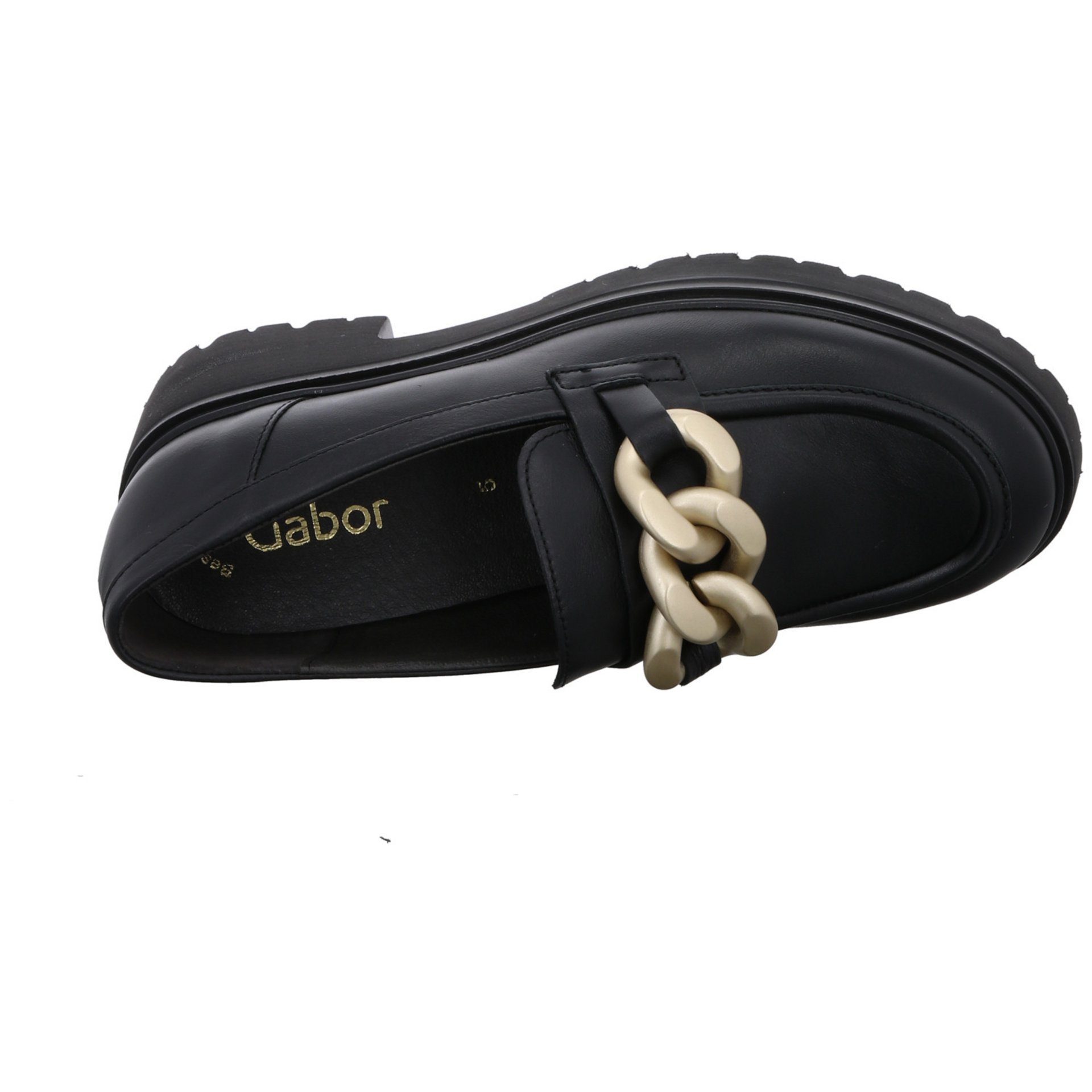 Glattleder Slipper schwarz(gold Schuhe matt) Slipper Gabor Slipper Damen