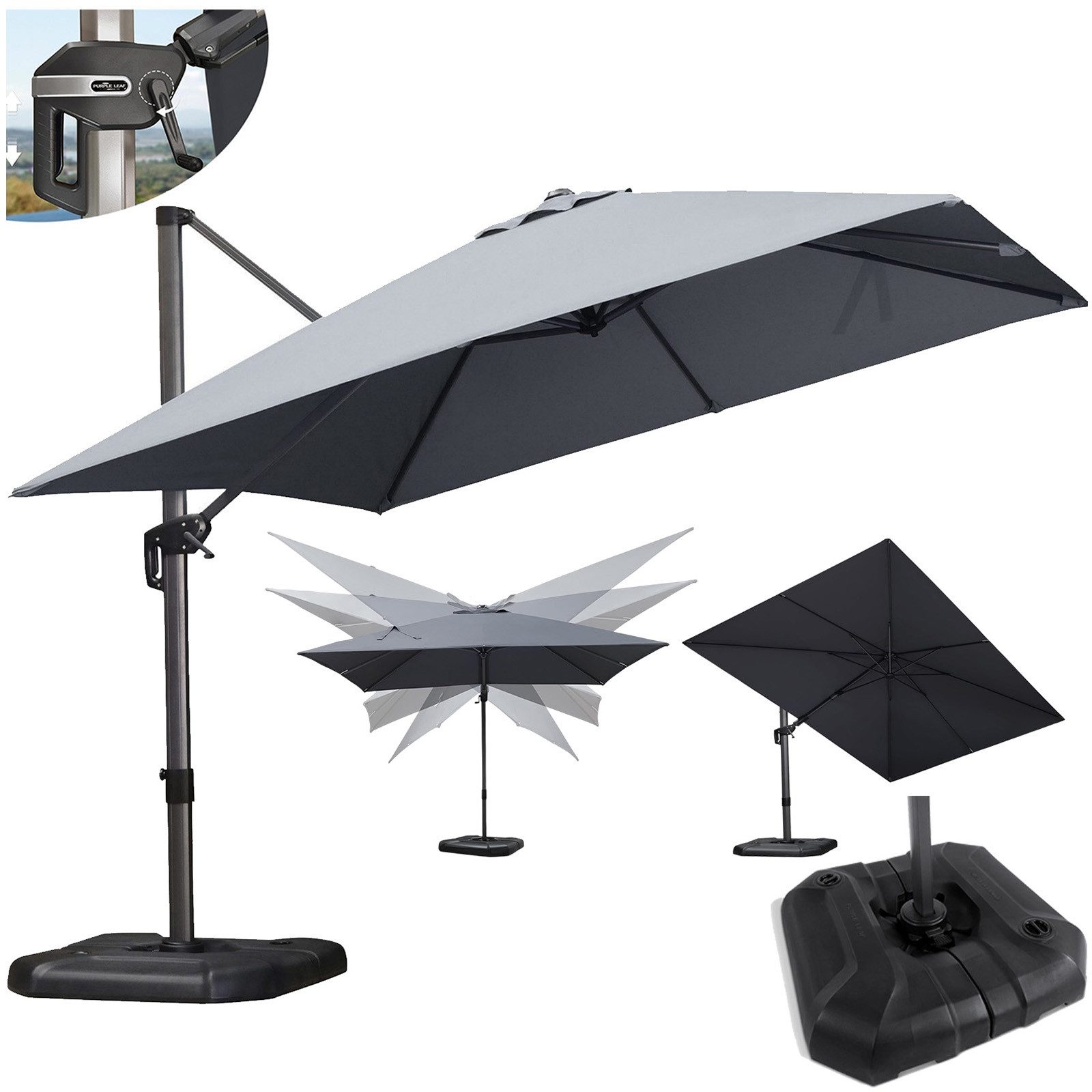 PURPLE LEAF Ampelschirm Quadratischer, Neigbarer Sonnenschirm günstig online kaufen