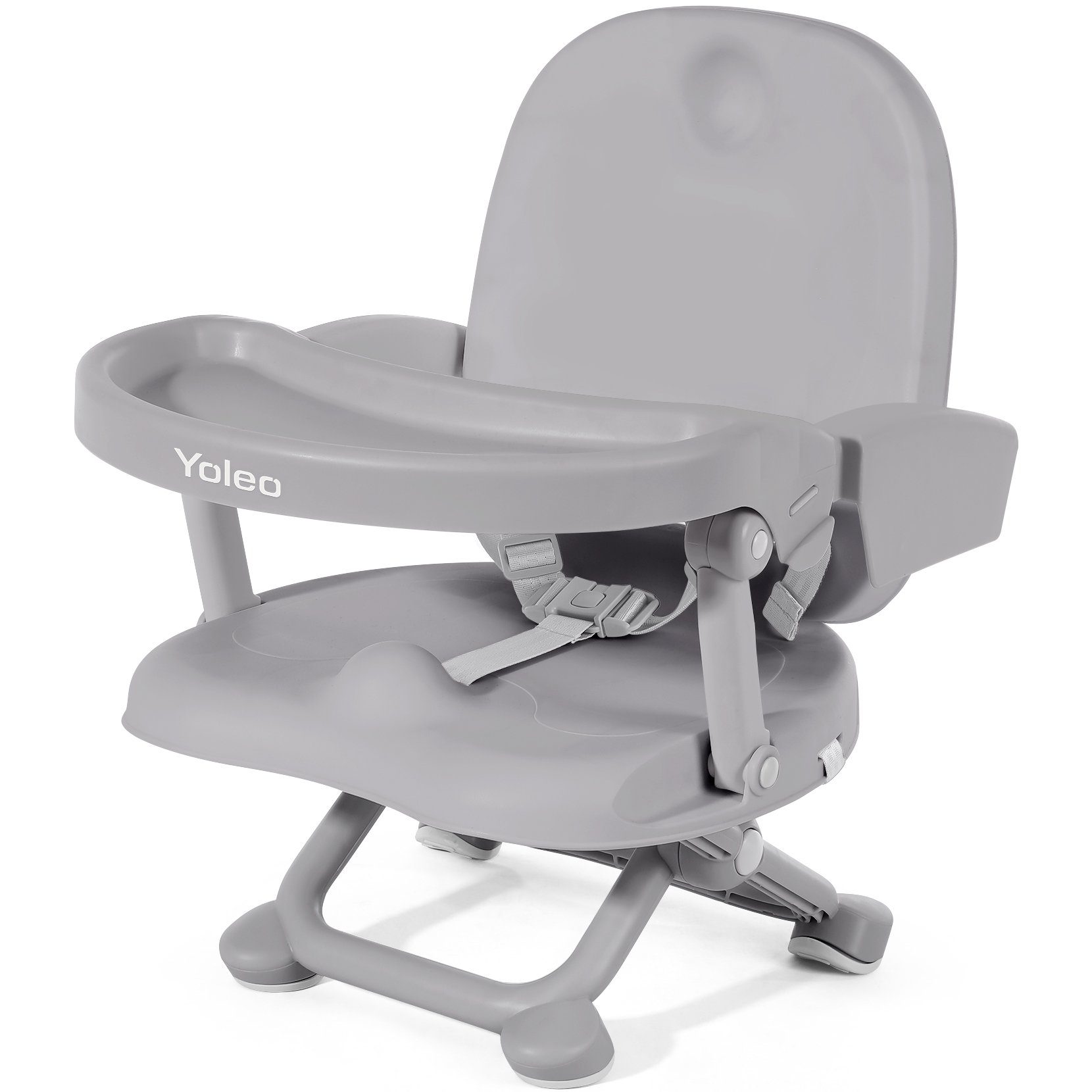 YOLEO Reisehochstuhl YOLEO Booster Sitzerhöhung für Babys, faltbar und tragbar für Unterwegs, stabil und sicher, Verstellbarkeit, einfache Reinigung, Praktisch, leicht strukturiert sein grau