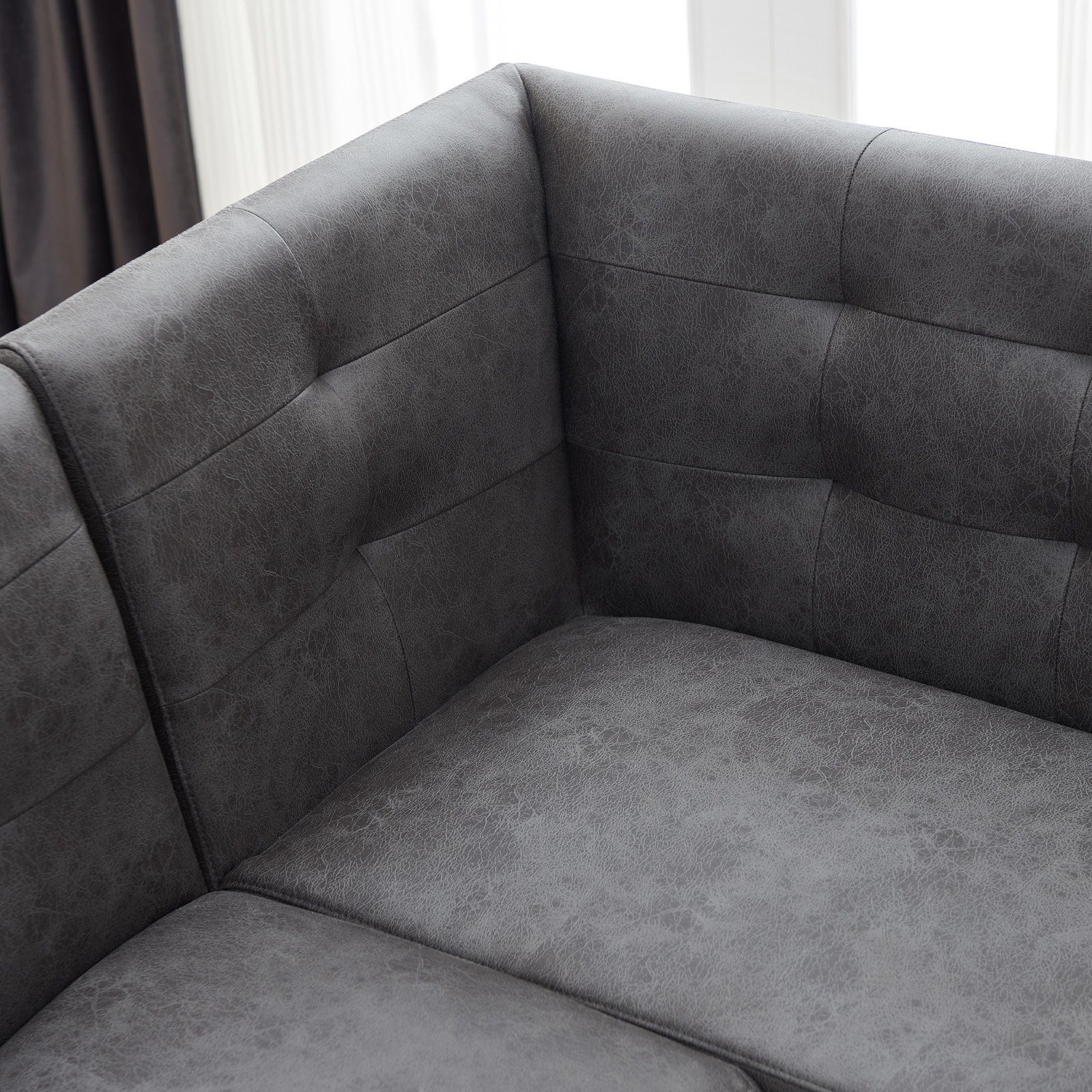 Jiexi Eckbank Ecksofa mit ausziehbarem Esstisch und Bank 228cm dickes Sitzkissen