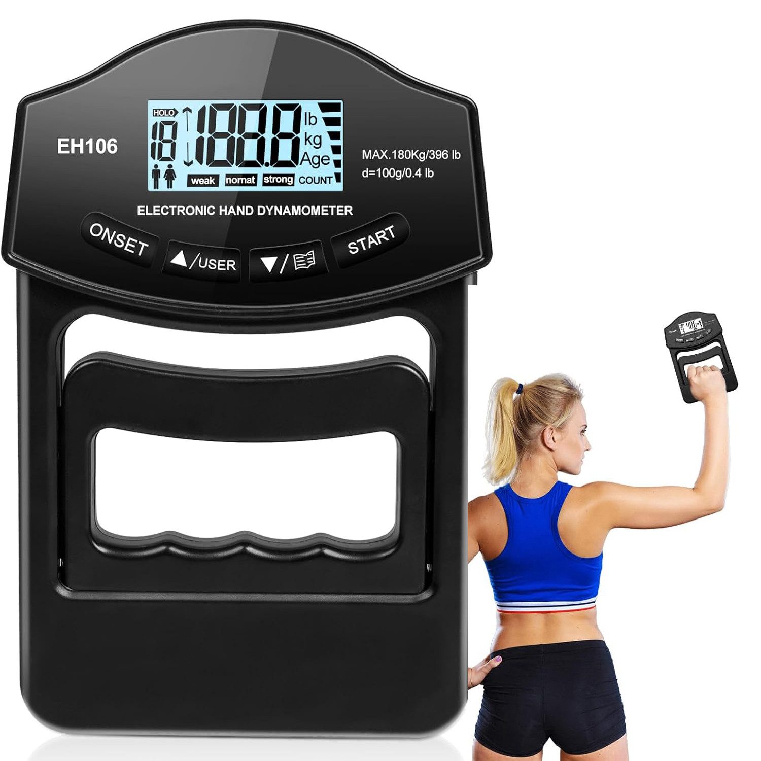 Comfy Mate Handmuskeltrainer Digitaler Handkraftmessgerät 180Kg Griffkraft Trainer Handtrainer (Fingertrainer Hand Dynamometer Elektronischer Griffkraftmessgerät, 1-St., mit LCD-Bildschirm und USB-Ladekabel, Geschenke für Freund und Freundin), Für Sportler und Wiederherstellung der Hand, Handgelenk Unterstützung
