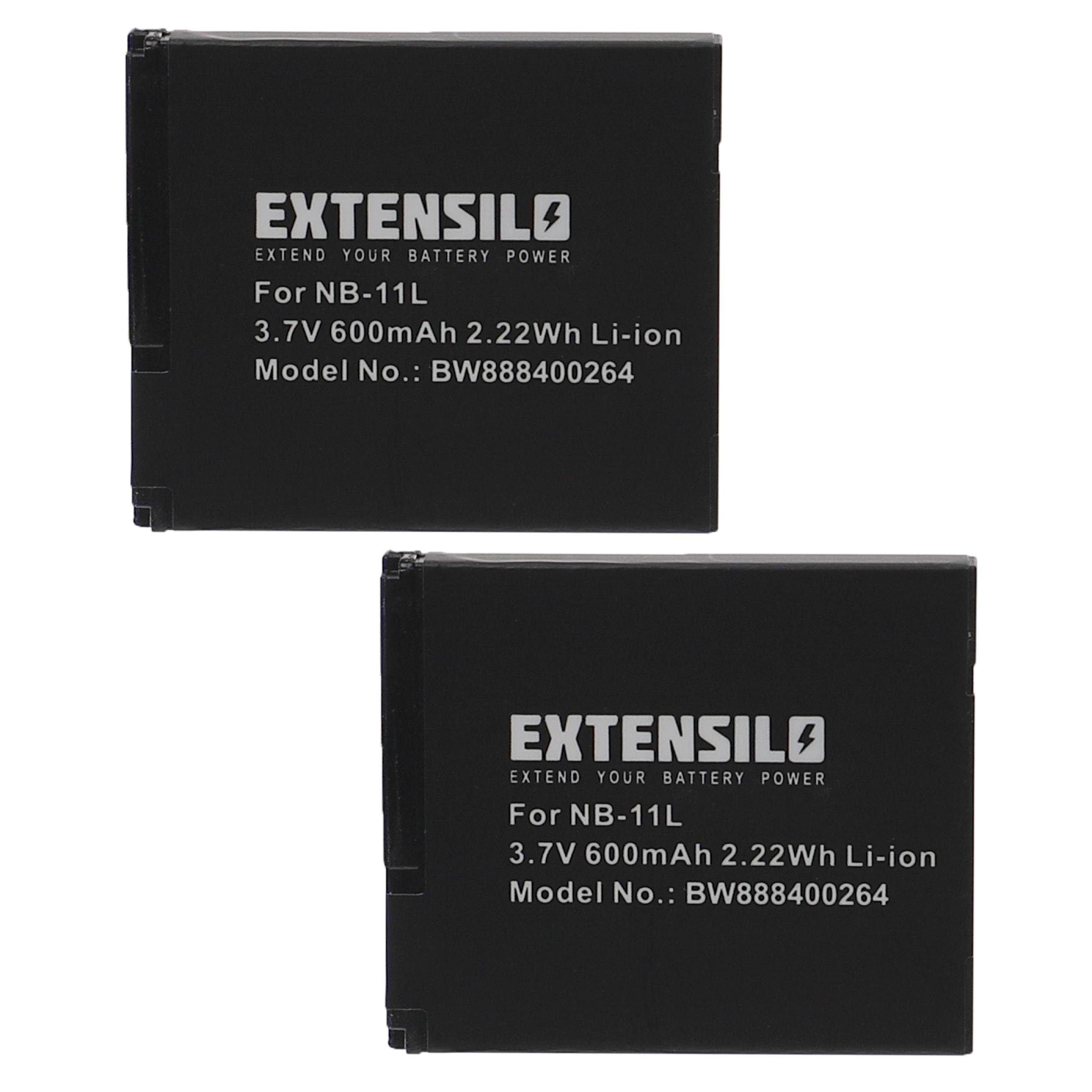 Extensilo passend für Canon PowerShot A2500, A2400, A2400 IS, A3200, A2300 IS, A2500 IS, A2600, A2300 Kamera / Foto Digitalkamera (600mAh, 3,7V, Li-Ion) Kamera-Akku 600 mAh