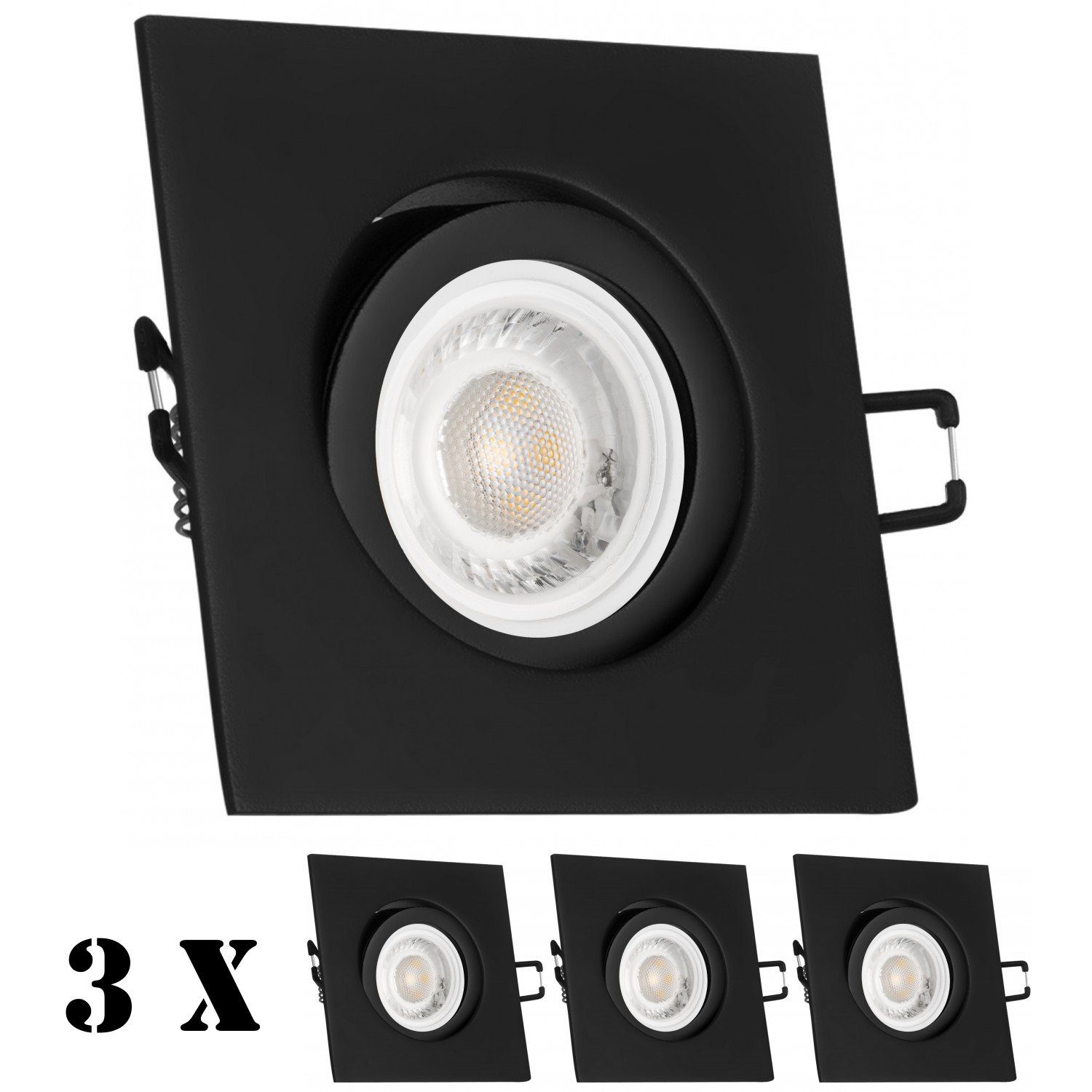 Angebot anführen LEDANDO LED Einbaustrahler Einbaustrahler 5W in extra matt flach 3er LED mit Set Leuchtmi schwarz