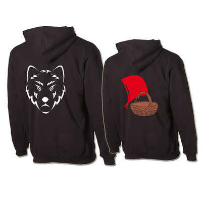 G-graphics Hoodie Rotkäppchen & der böse Wolf Paar- / Partner-Set zum selbst zusammenstellen, Aufdruck auf der Vorder- oder Rückseiteseite wählbar, Spruch/Sprüche/Print/Motiv, für Sie & Ihn