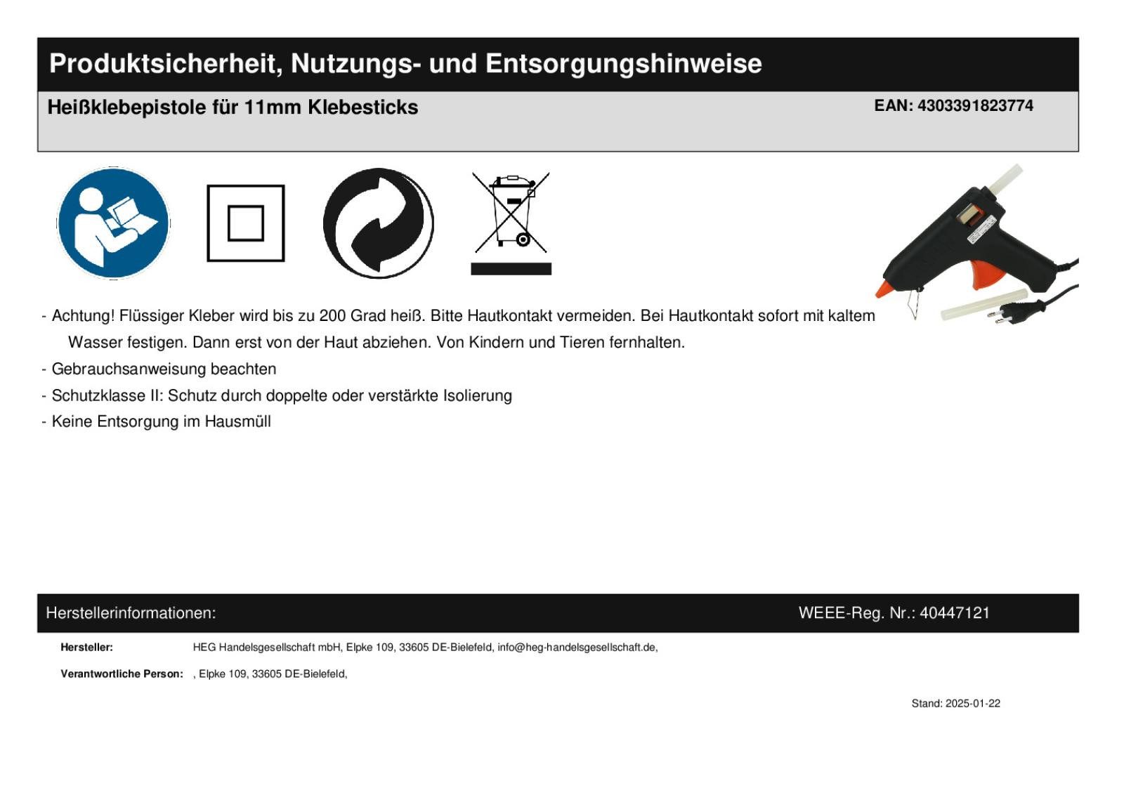 Easy Work Heißklebepistole Heißklebepistole Set XL mit Klebesticks bunt glitzer transparent