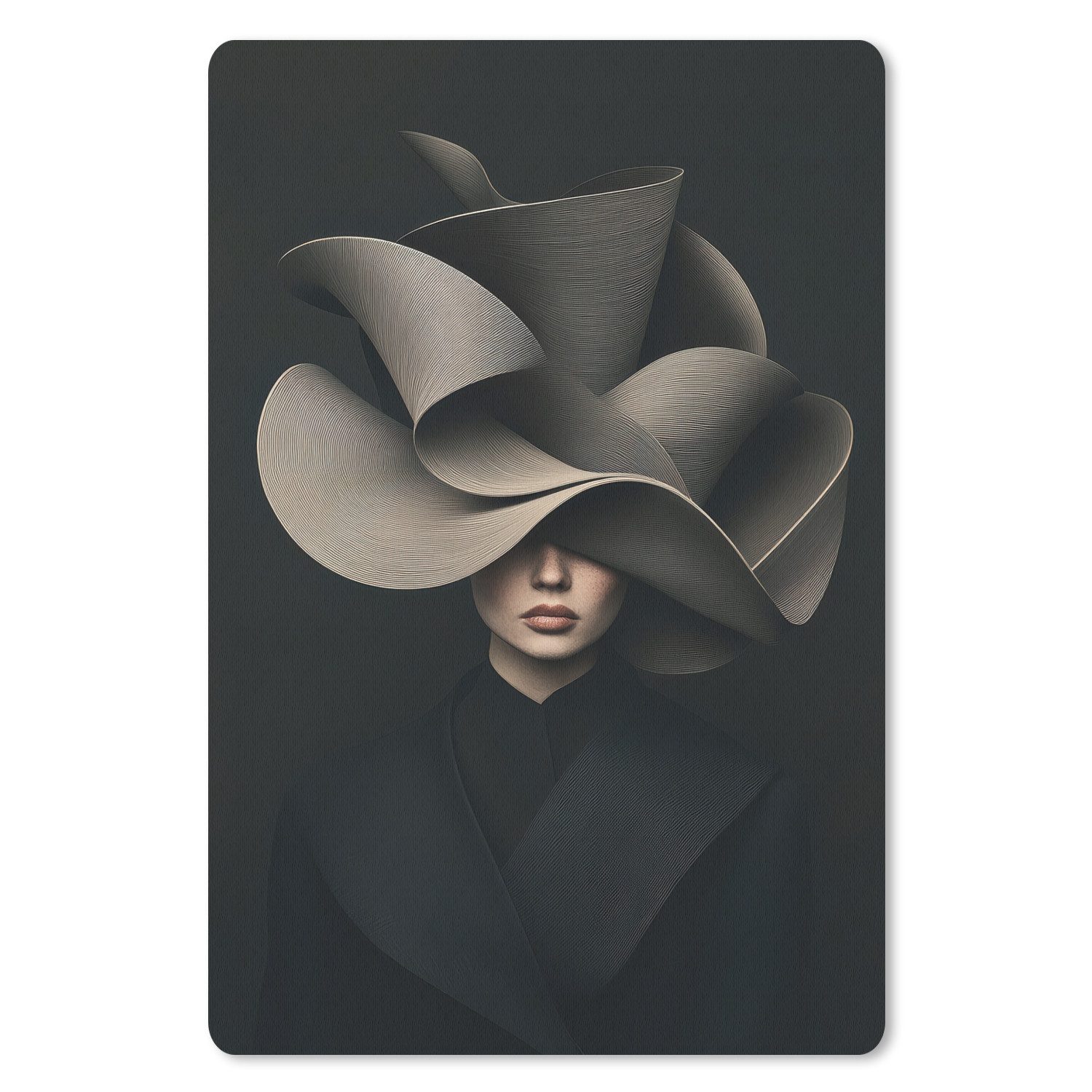 MuchoWow Mauspad Schwarz - Hut - Frau (1-St), Maus Pad Klein, Gaming Zubehör, Büro Deko, 18x27 cm