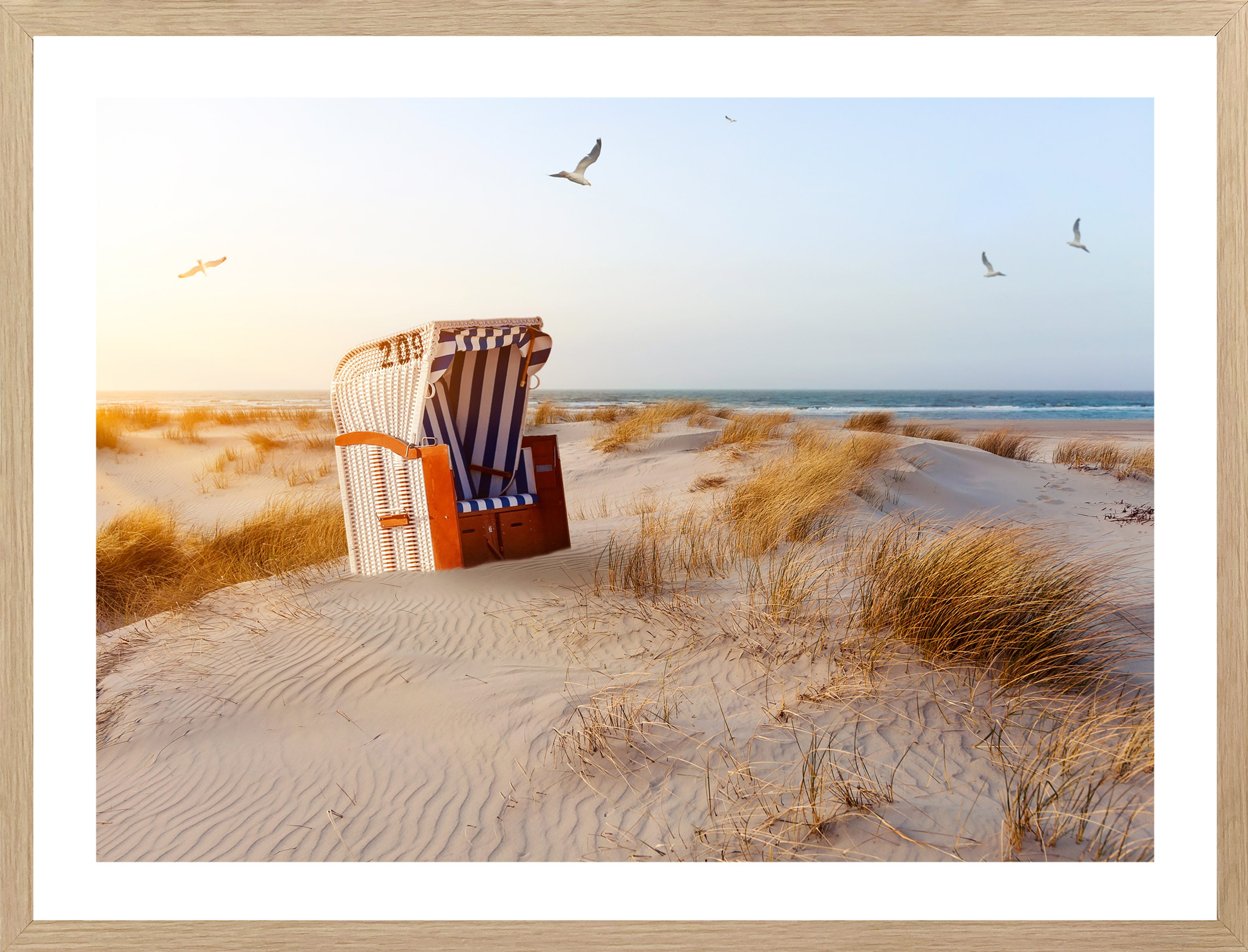 Bönninghoff Bild mit Rahmen, Landschaft, Meer, Meer Bilder, Natur, Strand, Strandbilder (1 St)