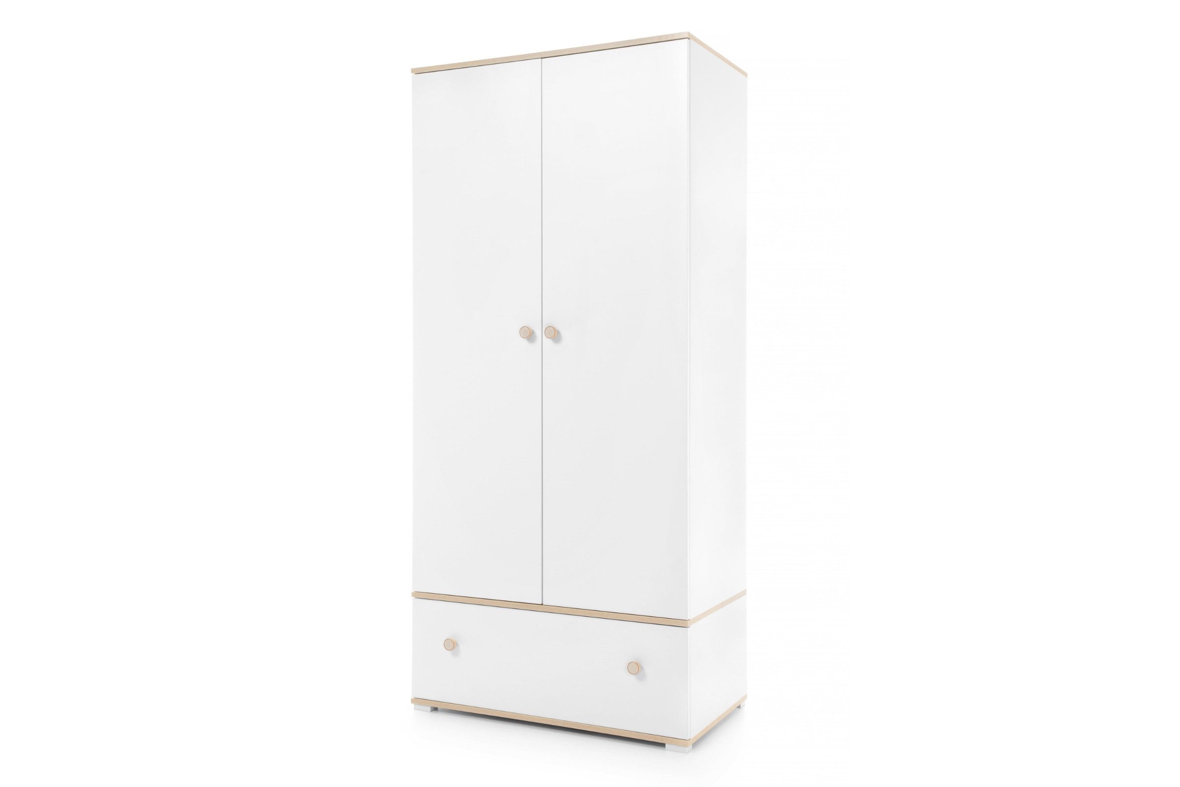 Deine Möbel 24 Kinderkleiderschrank OKTAVIA 01 Kleiderschrank Schrank 2-türig 90 cm breit (Set, 2-St., OKTAVIA-Kollektion) Drehtürenschrank Weiß Eiche Kinderzimmer
