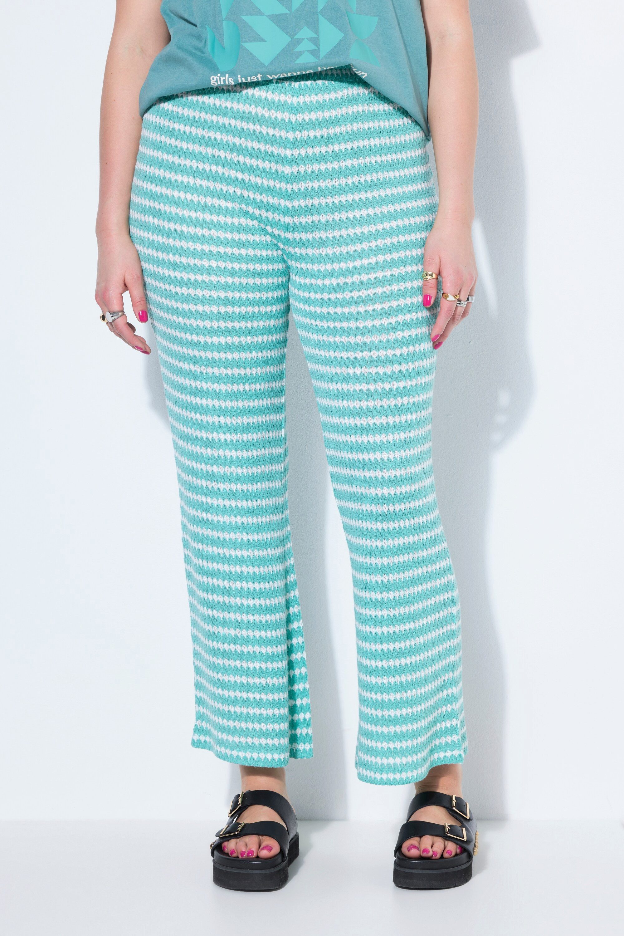 Studio Untold Schlupfhose Hose Wide Legs Struktur Muster Elastikbund
