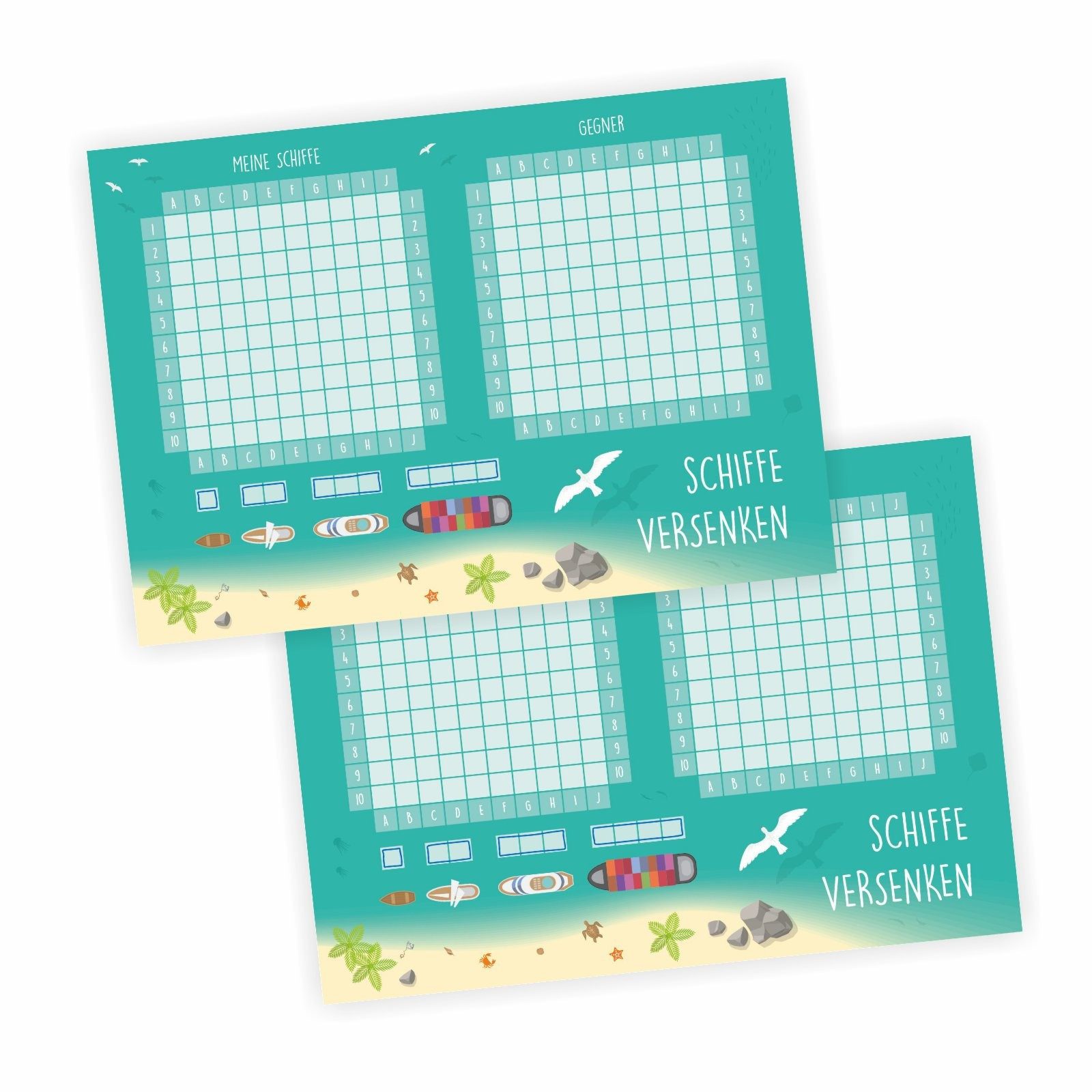 nikima Packpapier 2er Set A6 Spielblock Schiffe versenken Reisespiel Flottenmanöver, Reisespiel Flottenmanöver