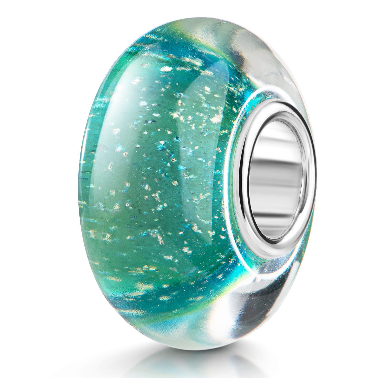 Bead Glasperle Türkis Glitter 336