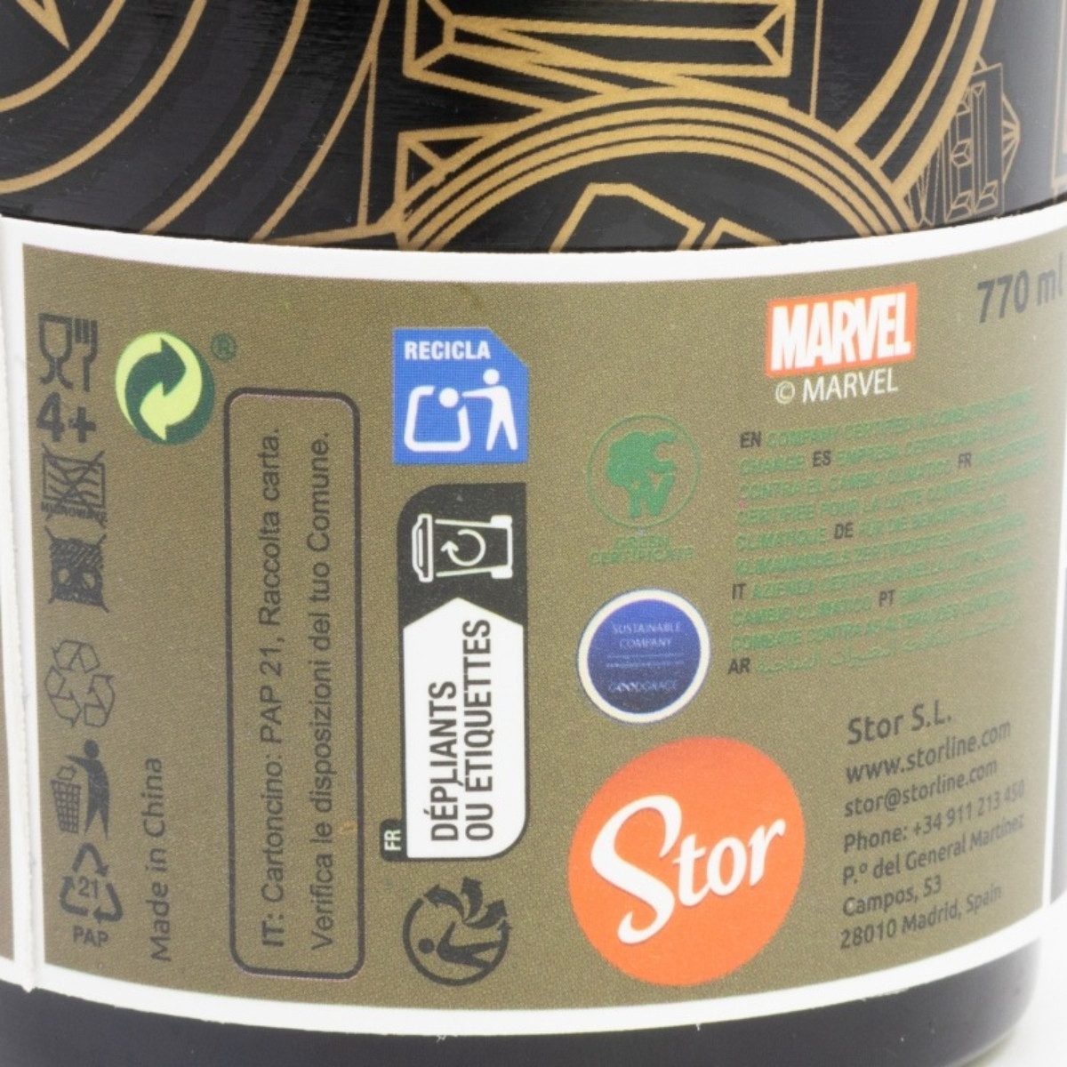 MARVEL Thermobecher Edelstahl 770 ml mit Trinkhalm und Deckel, Edelstahl