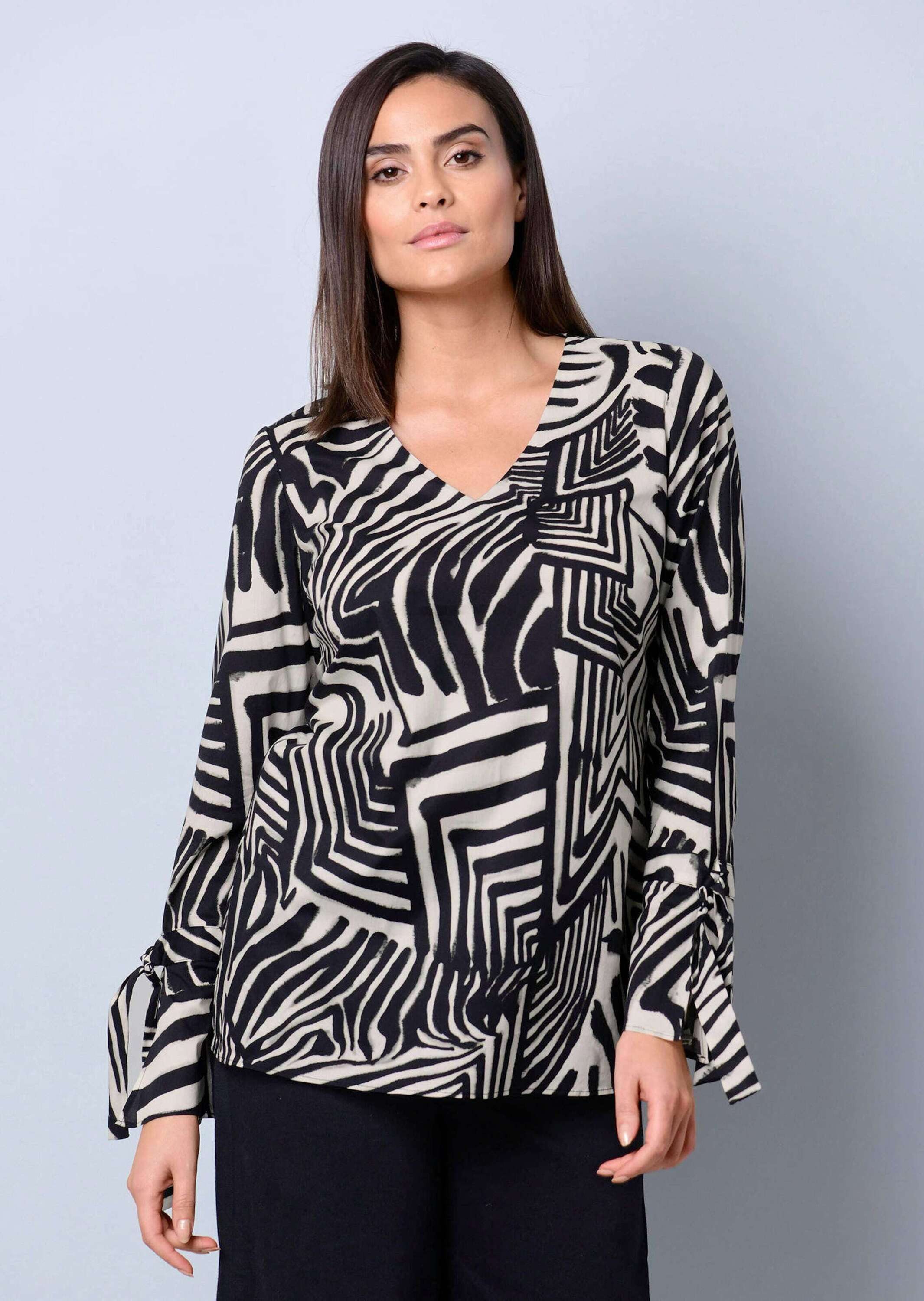 Hemdbluse Bluse mit Bindeband am Ärmel