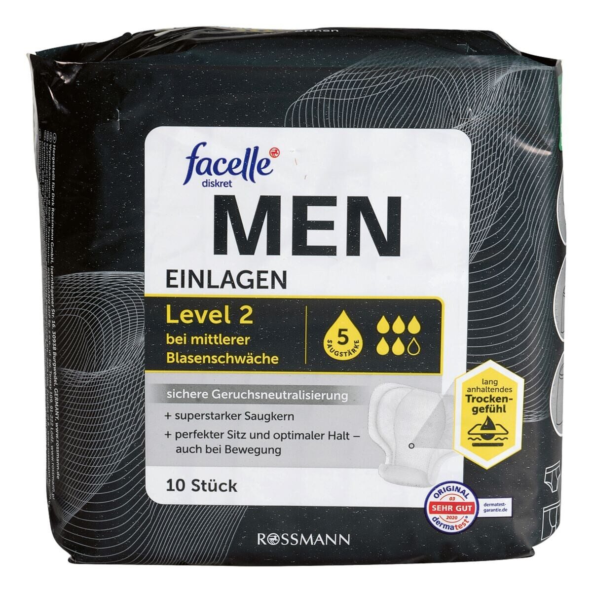 facelle Inkontinenz-Einlage MEN Level 2, 5, 10-St., Saugstärke 5