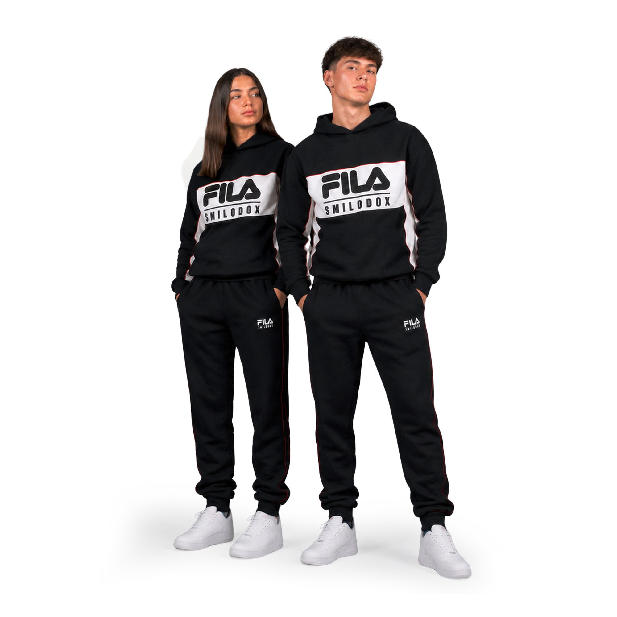 Smilodox Jogginganzug Maye Teens, Fila Trainingsanzug Baumwolle, Sportanzug, Outfit Set, 2-teilig Set, Color Block, Kontraststreifen, Gym & Sporbekleidung