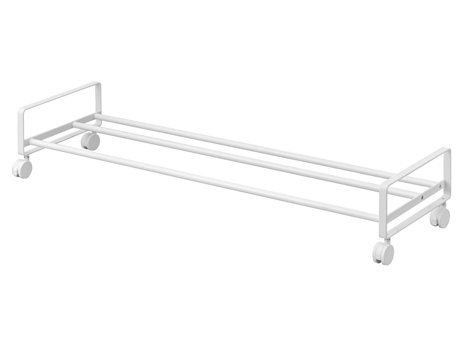 Yamazaki Schuhregal Tower Schuhablage Metall mit Rollen mobil kompakt schmal flach, Schuhständer, Schuhablage flach, rollbar für bis zu 4 Paar Schuhe