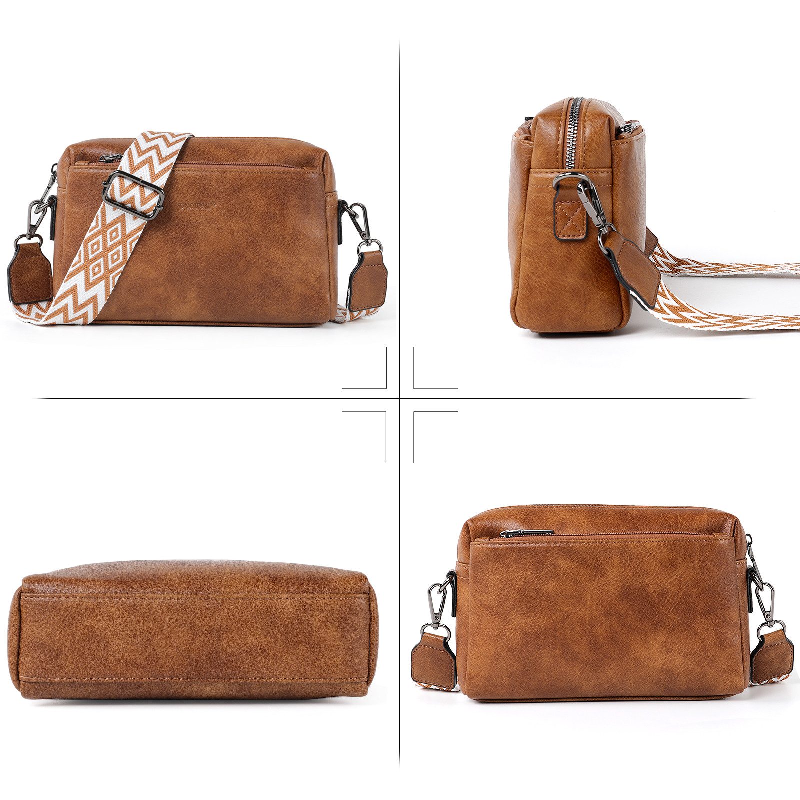 TAN.TOMI Umhängetasche Damen Handy Umhängetasche, Crossbody Schultertasche (Drei Reißverschlussfächern mit Verstellbar Abnehmbar Schultergurt), Handtasche Damen für Tägliches Arbeiten,Einkaufen,Reisen