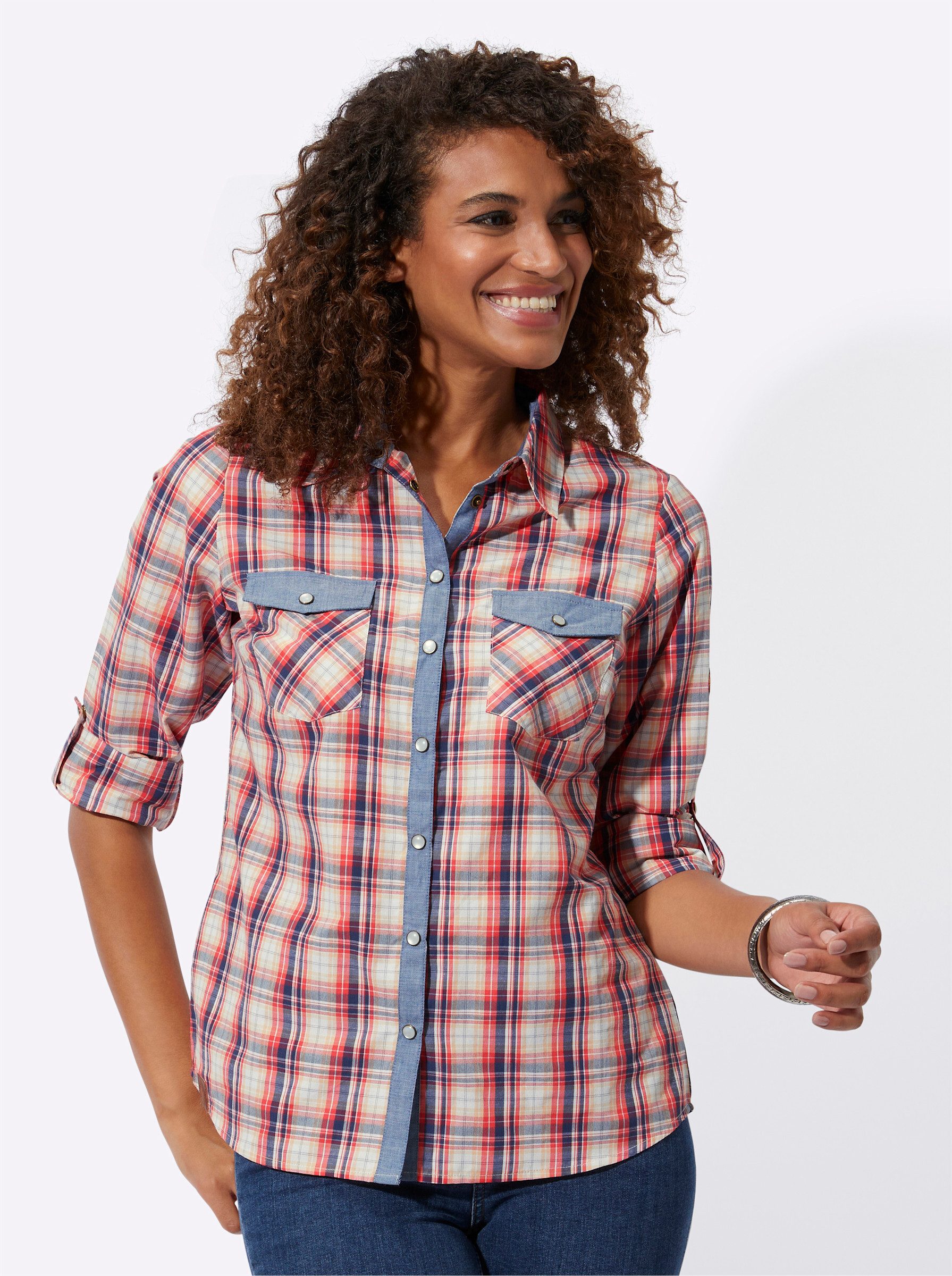 Witt Klassische Bluse Karo-Bluse Langarm günstig online kaufen