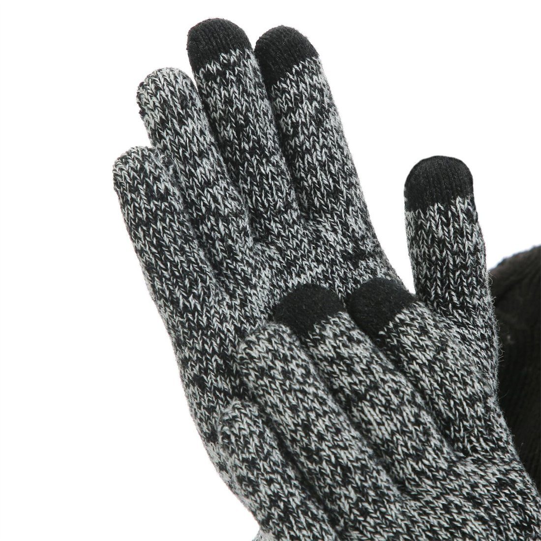 DÖRÖY Strickmütze Wintermütze aus verdickter Mützenschal Handschuhe Set 3er Wolle,Warmer Grau