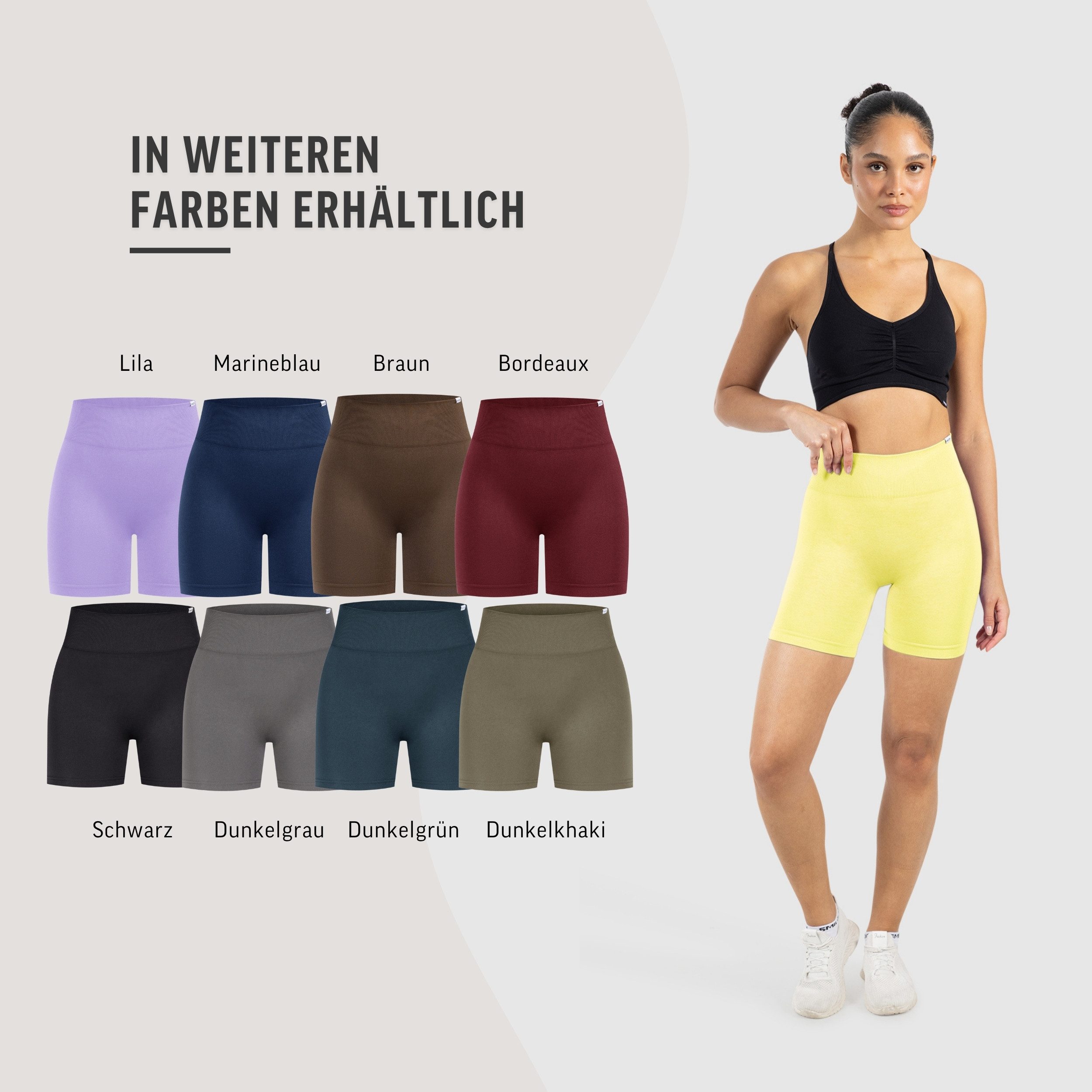 Smilodox Shorts Amaze Ultra, Seamless Blickdichte Radlerhose, Unsichtbarer Scrunch High Waist kurze Hotpants im Shaped Fit Yoga Fitness Laufen Alltag – Bild 4 von 5