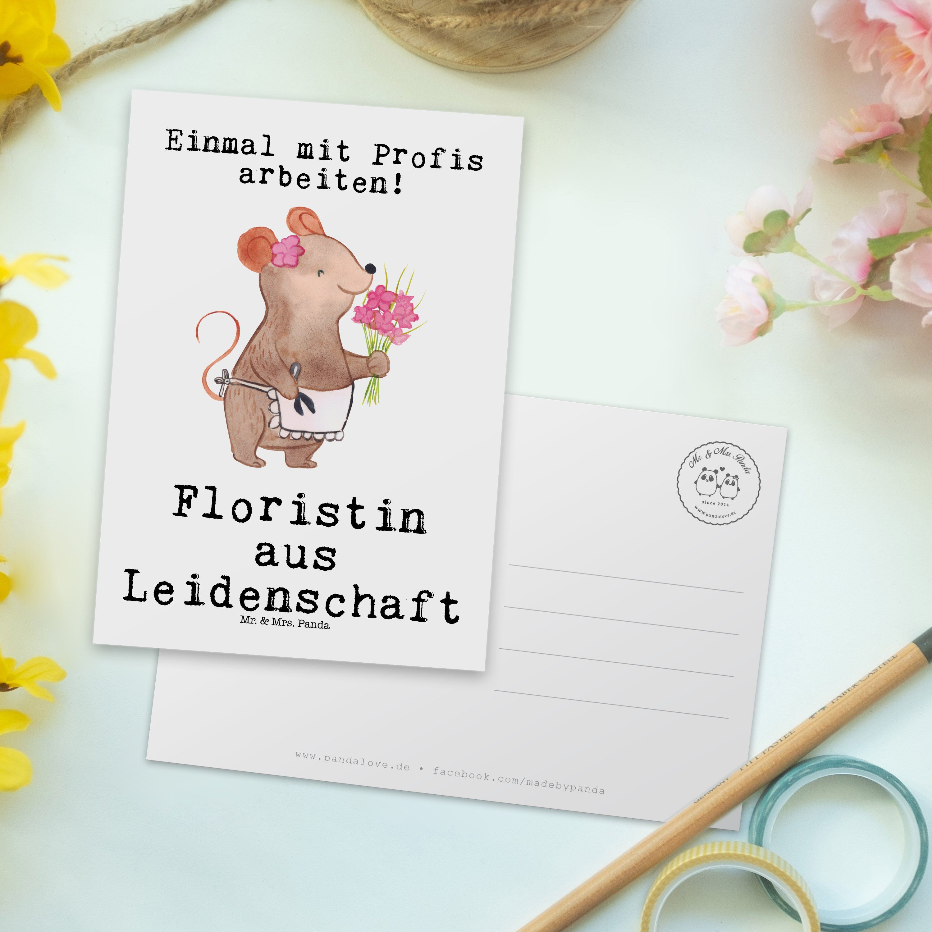 Mr. & Mrs. Firma, Blumenprofi, Dan Leidenschaft Weiß aus Postkarte - - Geschenk, Floristin Panda