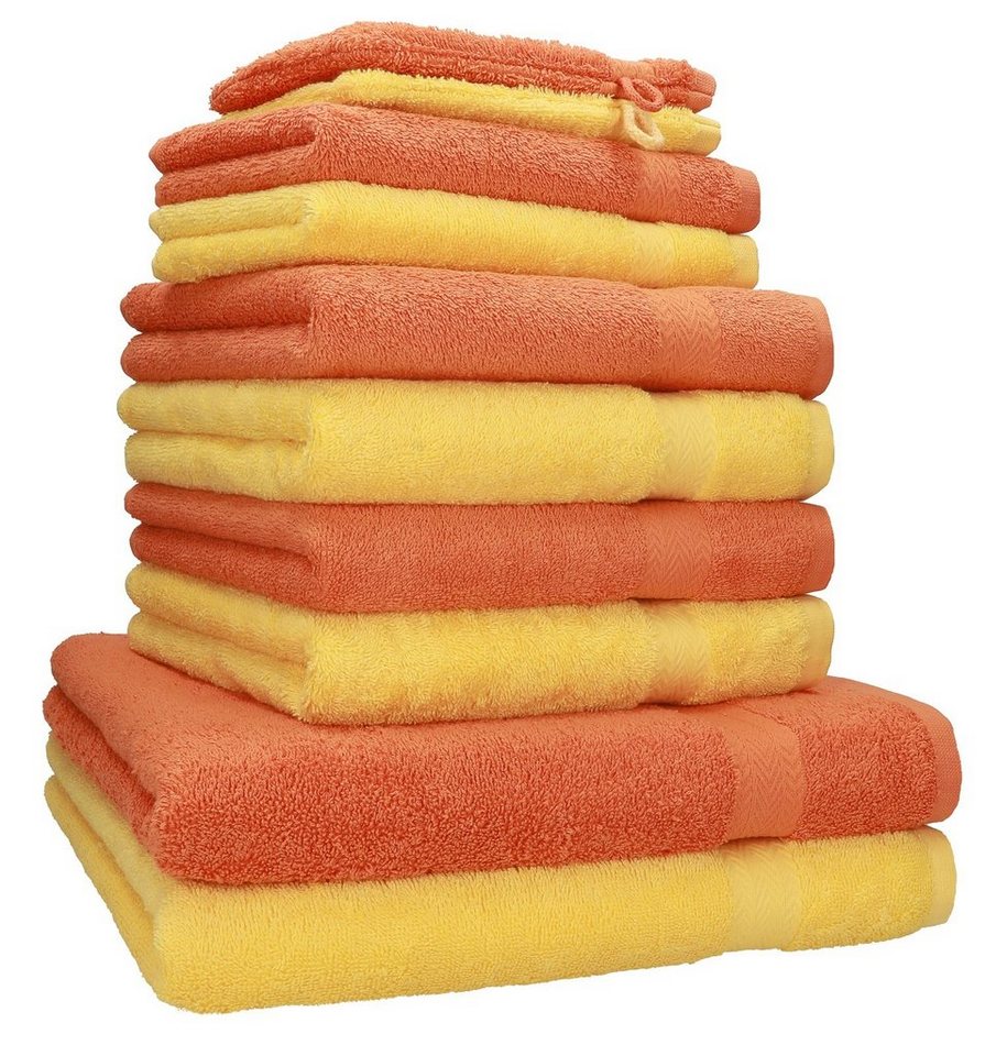 Betz Handtuch Set 10-TLG. Handtuch-Set Premium Farbe Orange & Gelb, 100%  Baumwolle, (10-tlg)