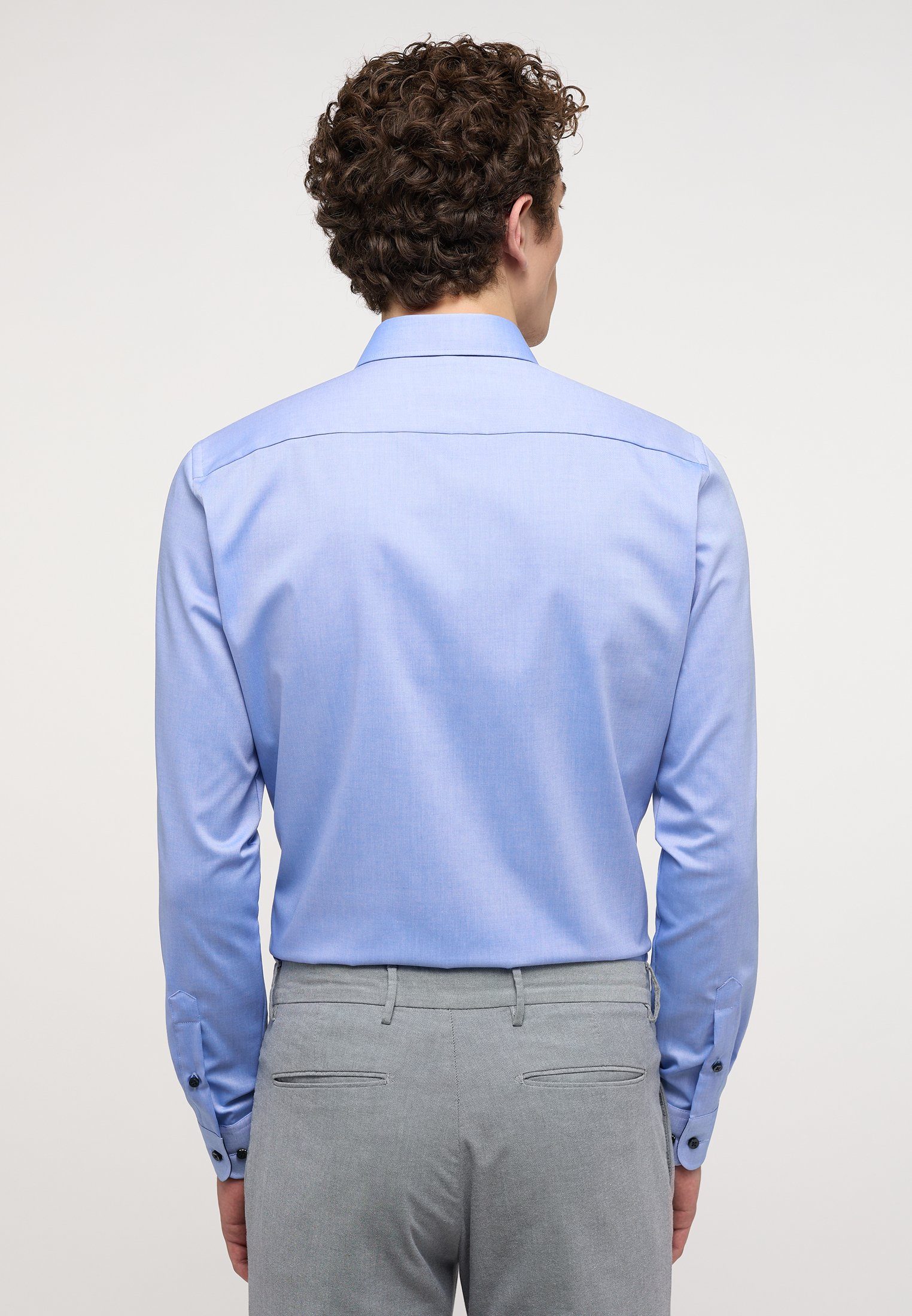 Langarmhemd blau SLIM FIT Eterna