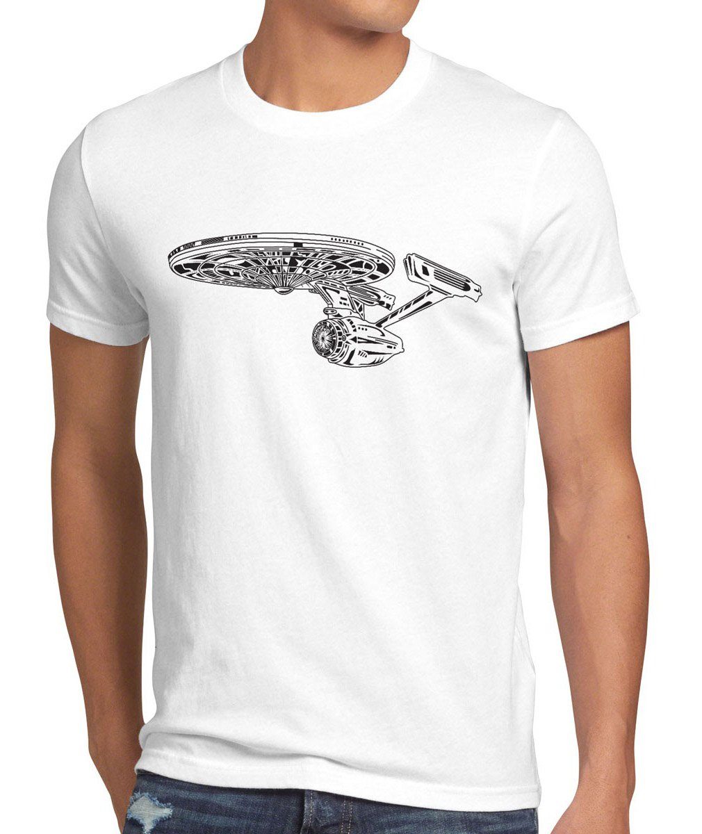 raumschiff spock Sci-Fi Trekkie trek voyager wars weiß Herren style3 enterprise T-Shirt star Print-Shirt