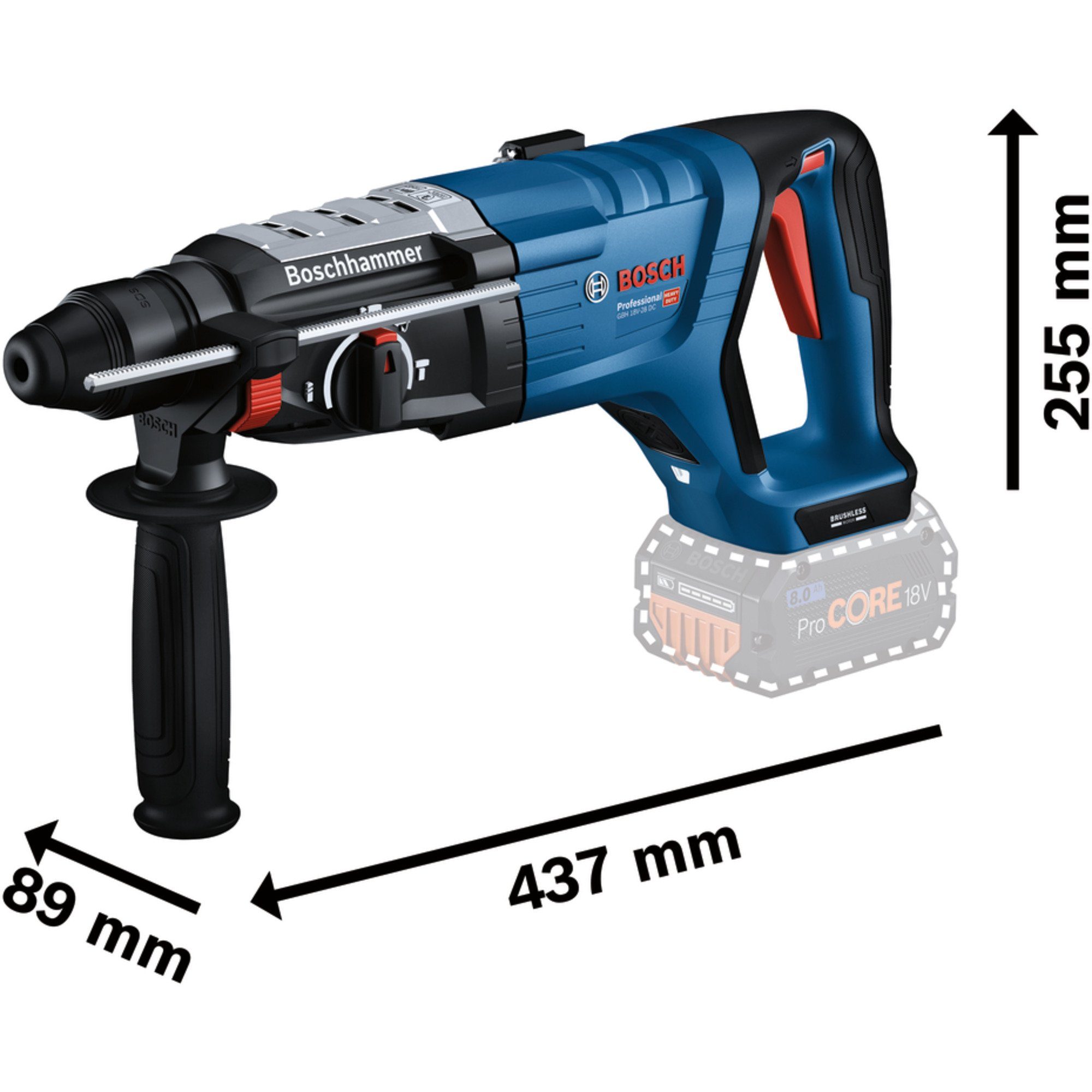 Bohr-Meißel-Set DC, GBH Akku-Bohrhammer Bosch Leistung/Spannung: 18V-28 Professional Akku-Betrieb, 18Volt BOSCH