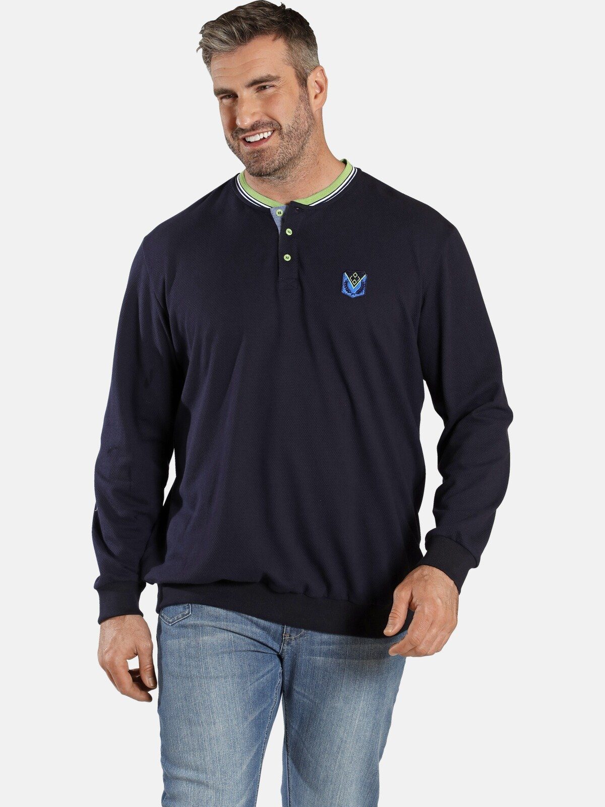 Charles Colby Sweatshirt EARL GWILYM +Fit Kollektion, Bauchschnitt dunkelblau